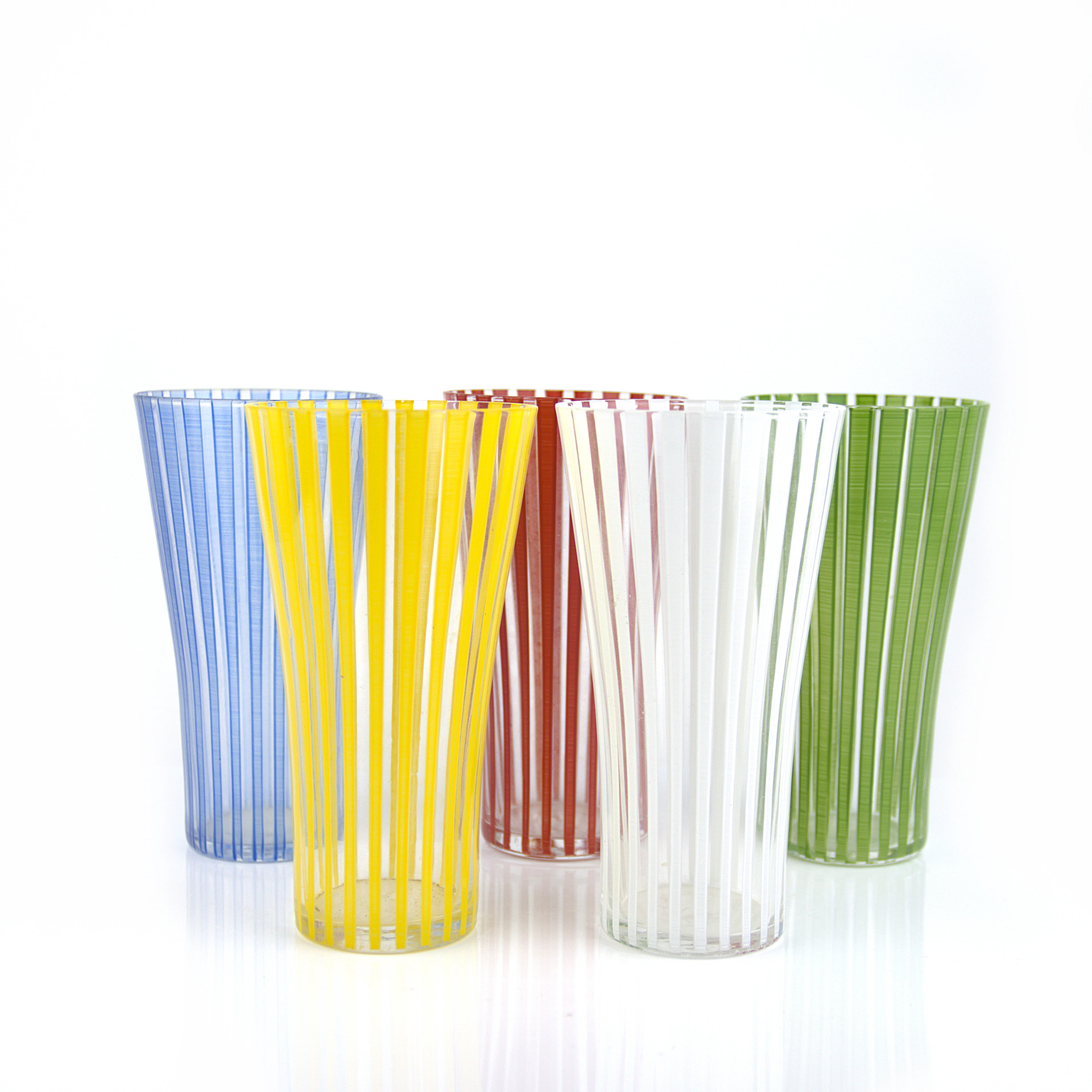 BENGT ORUP. Glas, 5 stycken, "Strikt", olika färger, Johansfors, 1950/60-tal.