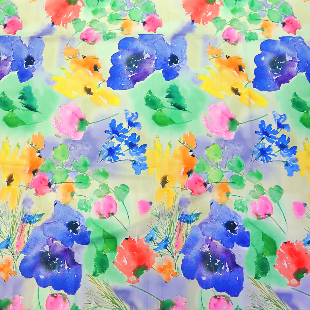 LENA LINDERHOLM. Bordduk, floralt mönster, polyester, signerad, ca