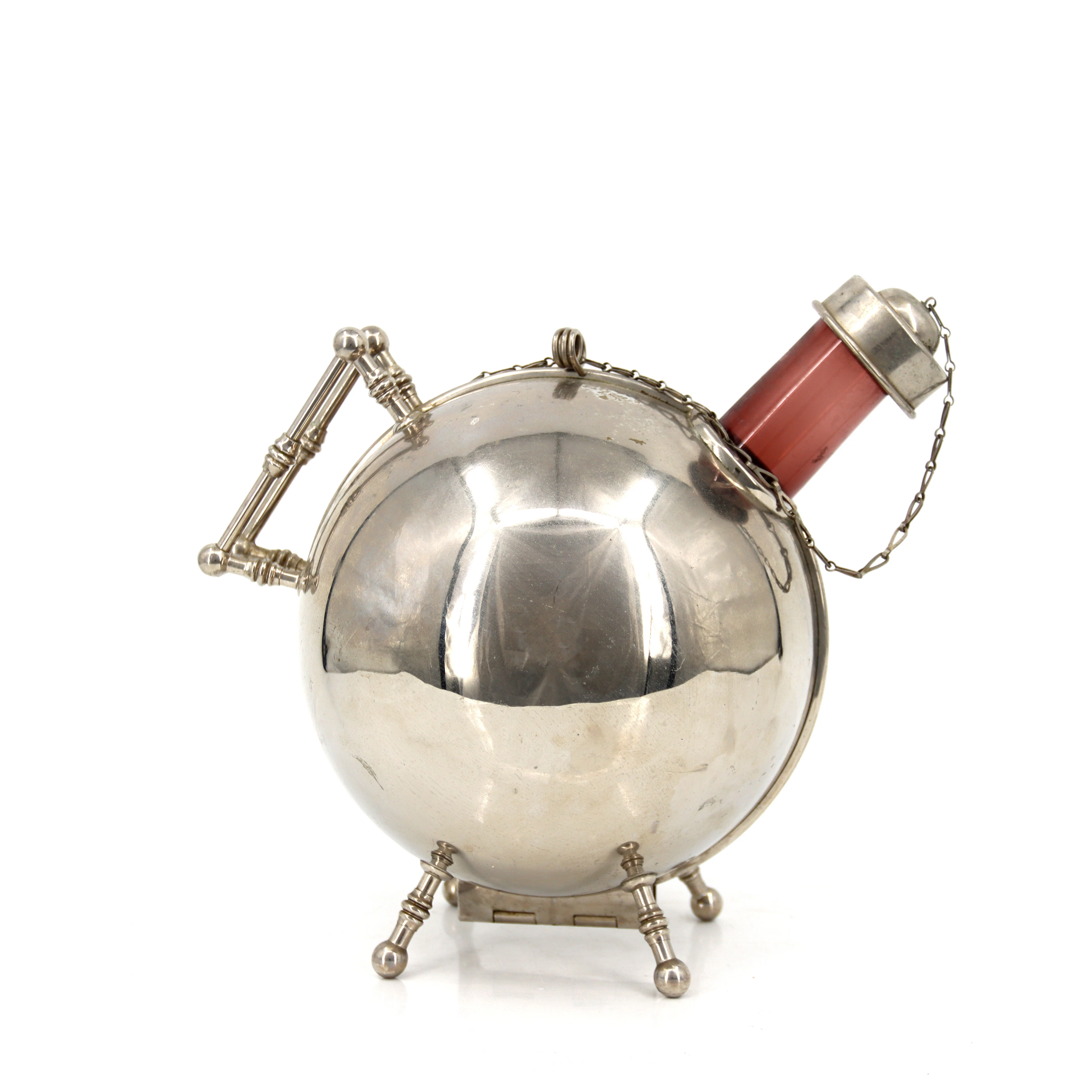KAFFEPUMPA med TERMOSHÖLJE, möjligen nysilver, glas, 1930-tal.
