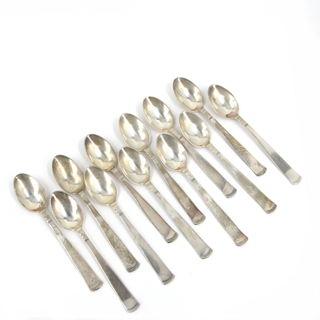 KAFFESKEDAR, 12 st. "Rosenholm", silver, Guldsmedsaktiebolaget i Stockholm