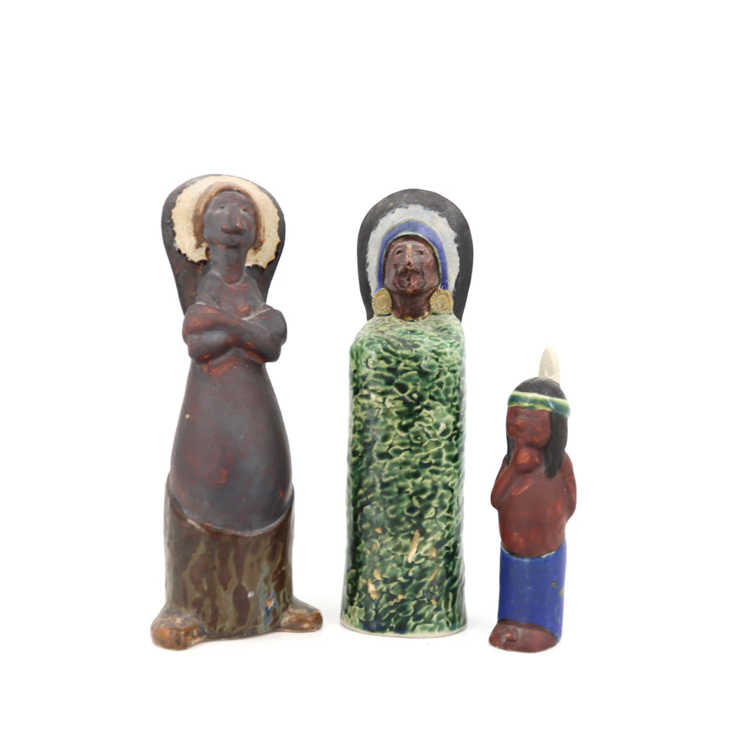 ROLF PALM. Figuriner, 3 st. "Indianer", Stengods, Andersson & Johansson
