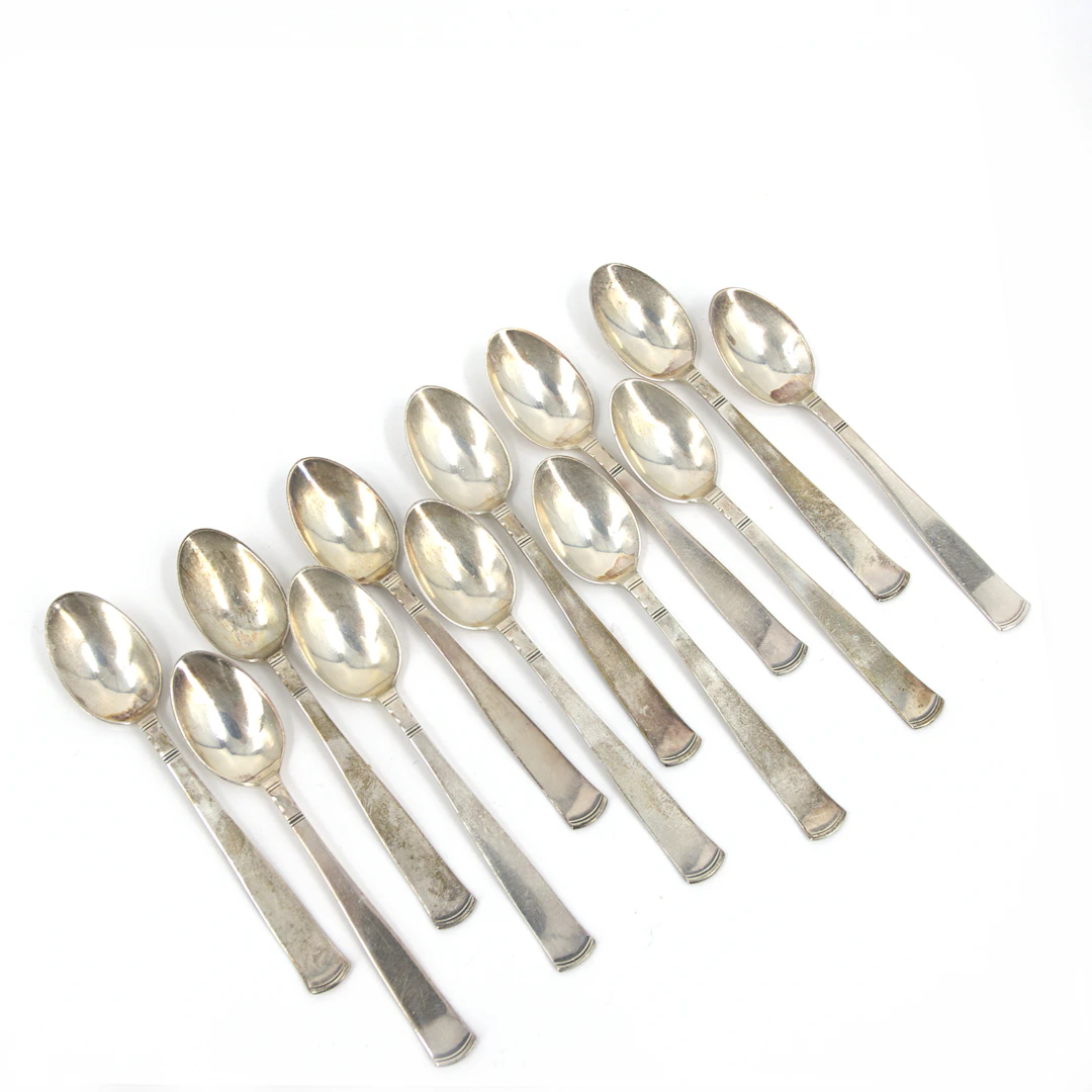 KAFFESKEDAR, 12 st. "Rosenholm", silver, Guldsmedsaktiebolaget i Stockholm