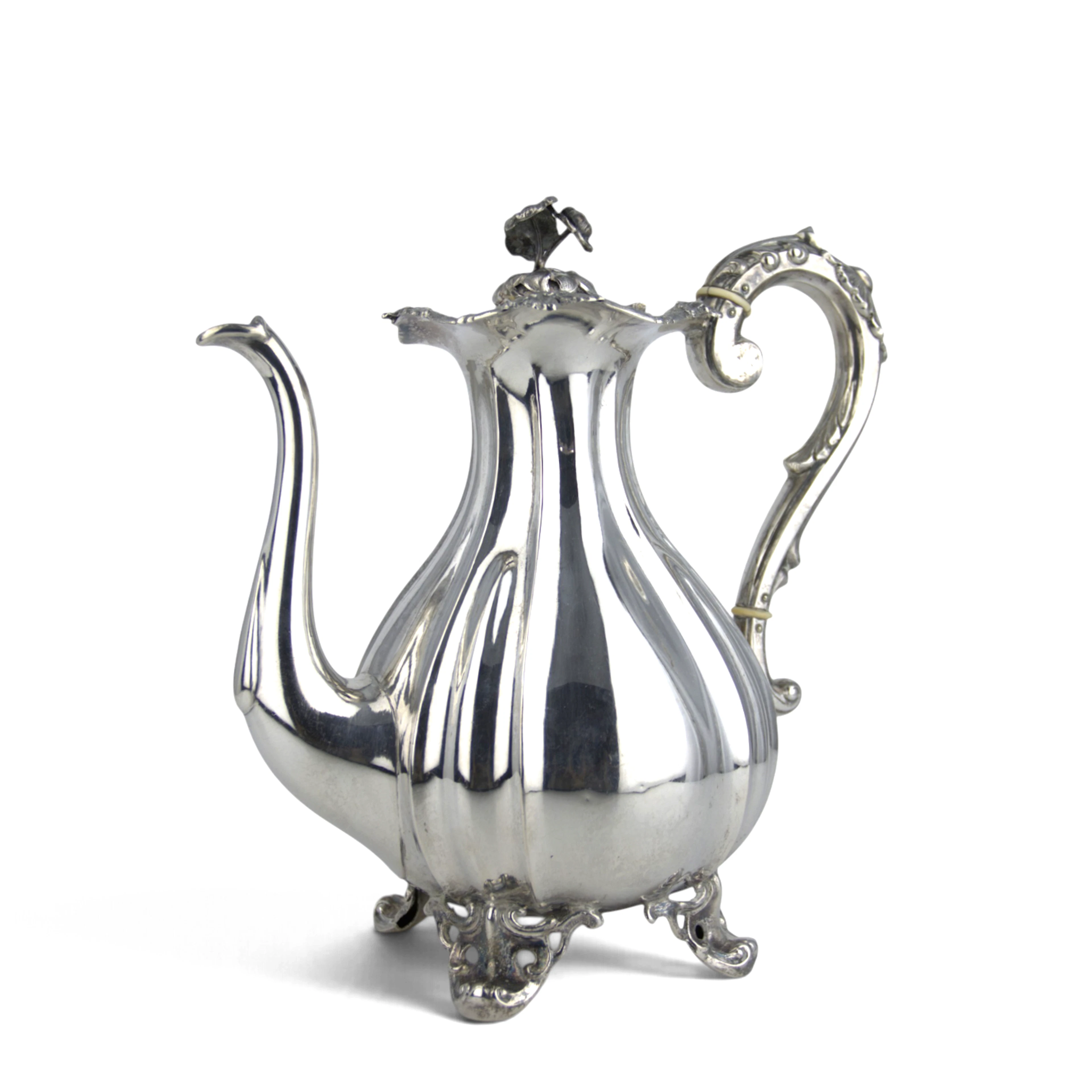 EDVARD EMANUEL PETTERSSON. Kaffekanna, rokokostil, silver, stämplad