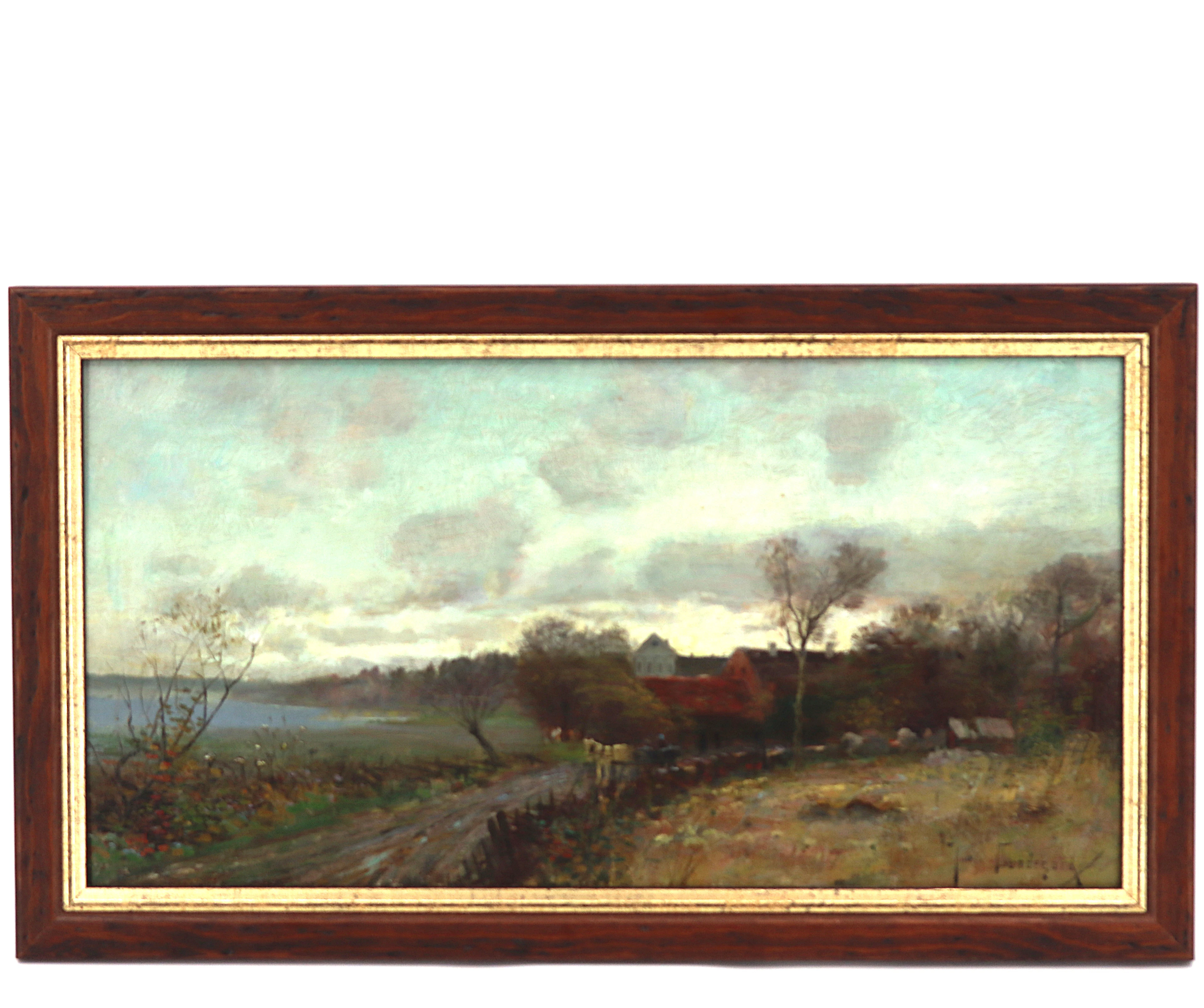 JUSTUS LUNDEGÅRD (1860-1924). Olja på pannå, höstmotiv, landskap med
