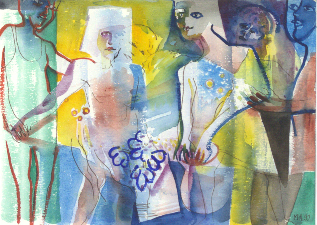 MIA LUNDQVIST. Blandteknik på papper, figurativ, signerad, Mia.