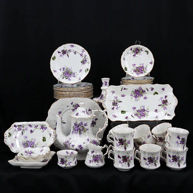 KAFFESERVIS, 51 delar, "Victorian Violets", benporslin, Hammersley, England.