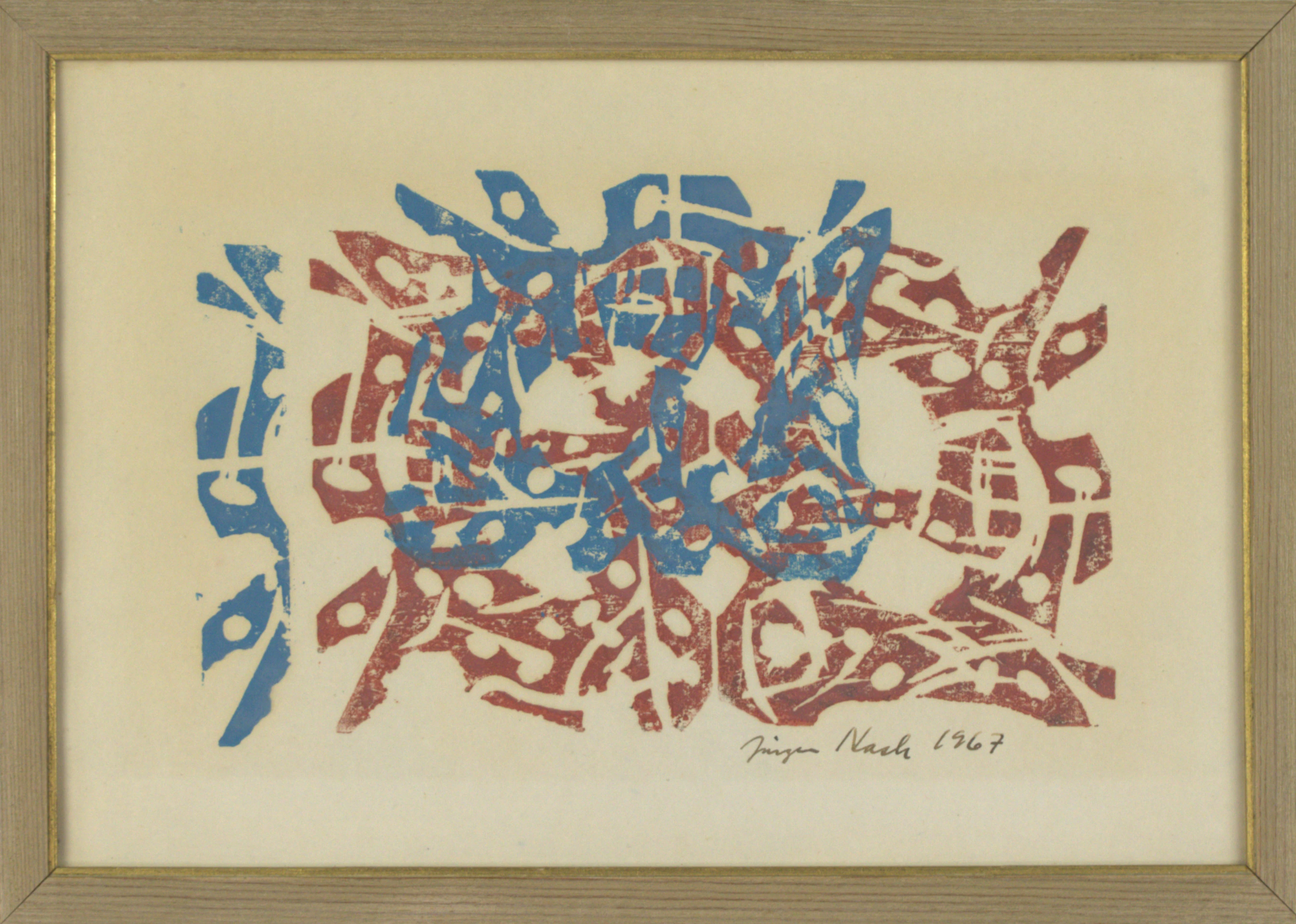 JÖRGEN NASH. Träsnitt, abstrakt, signerad, 1967.