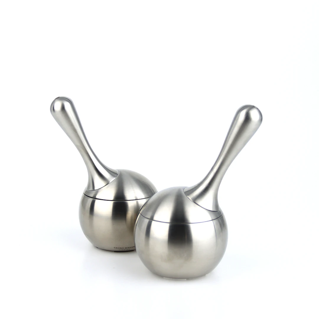 SALT- & PEPPARKVARN, rostfritt stål, Georg Jensen, Danmark.