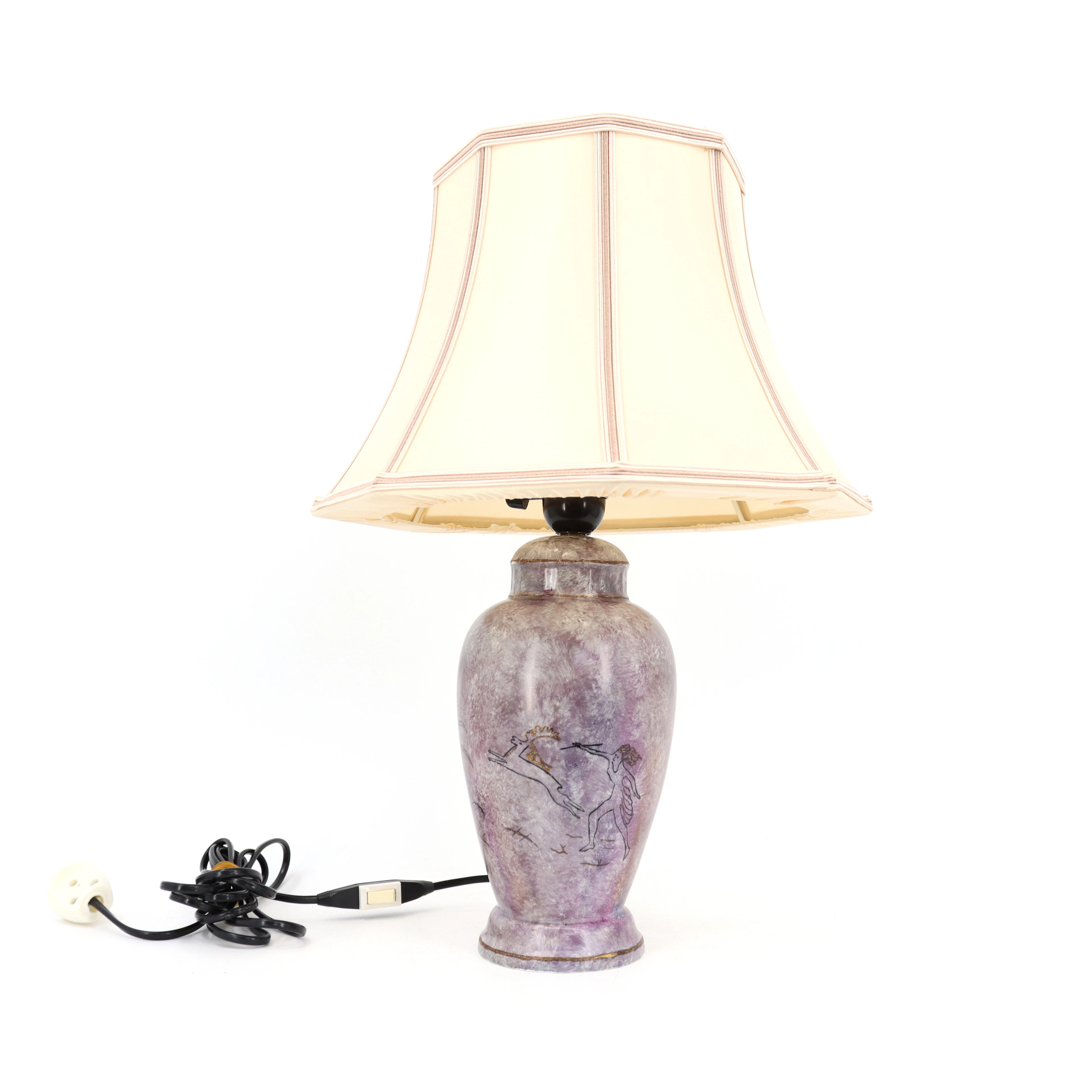 BORDSLAMPA, porslin, tygskärm, Rosenthal, Tyskland.