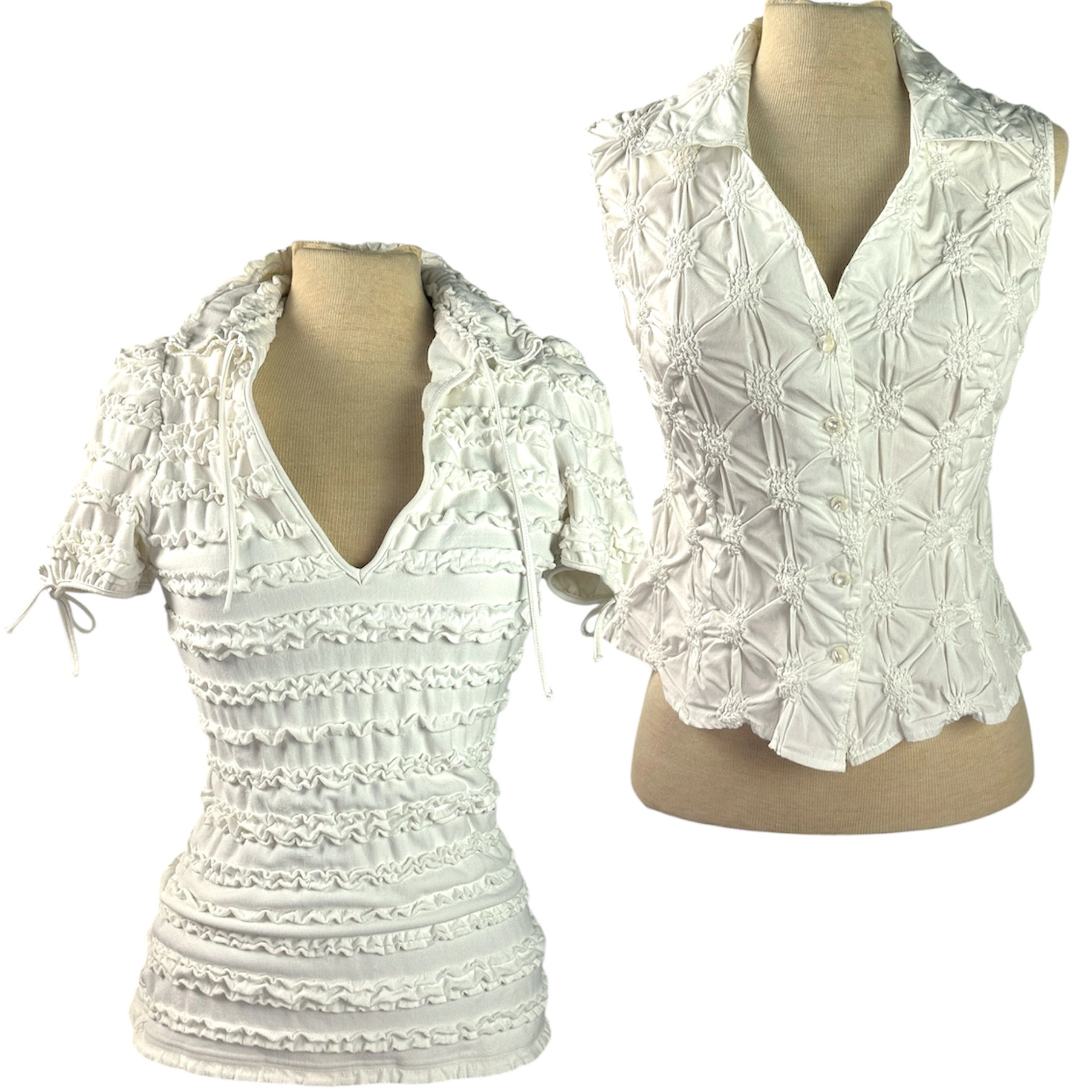 ANNE FONTAINE. Blusar, 2 st, bomull, polyester, uppskattad stl. 38, Paris.