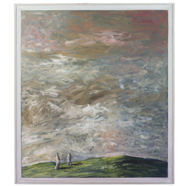 OLOF PERSSON. Olja på duk, "Grön Kulle", signerad, 1984.