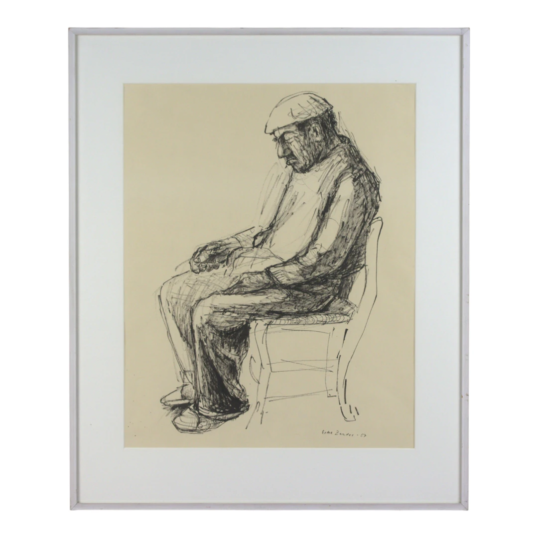 ECKE ZANDÉR. Tuschteckning, "Pedro sovande", signerad, -57.
