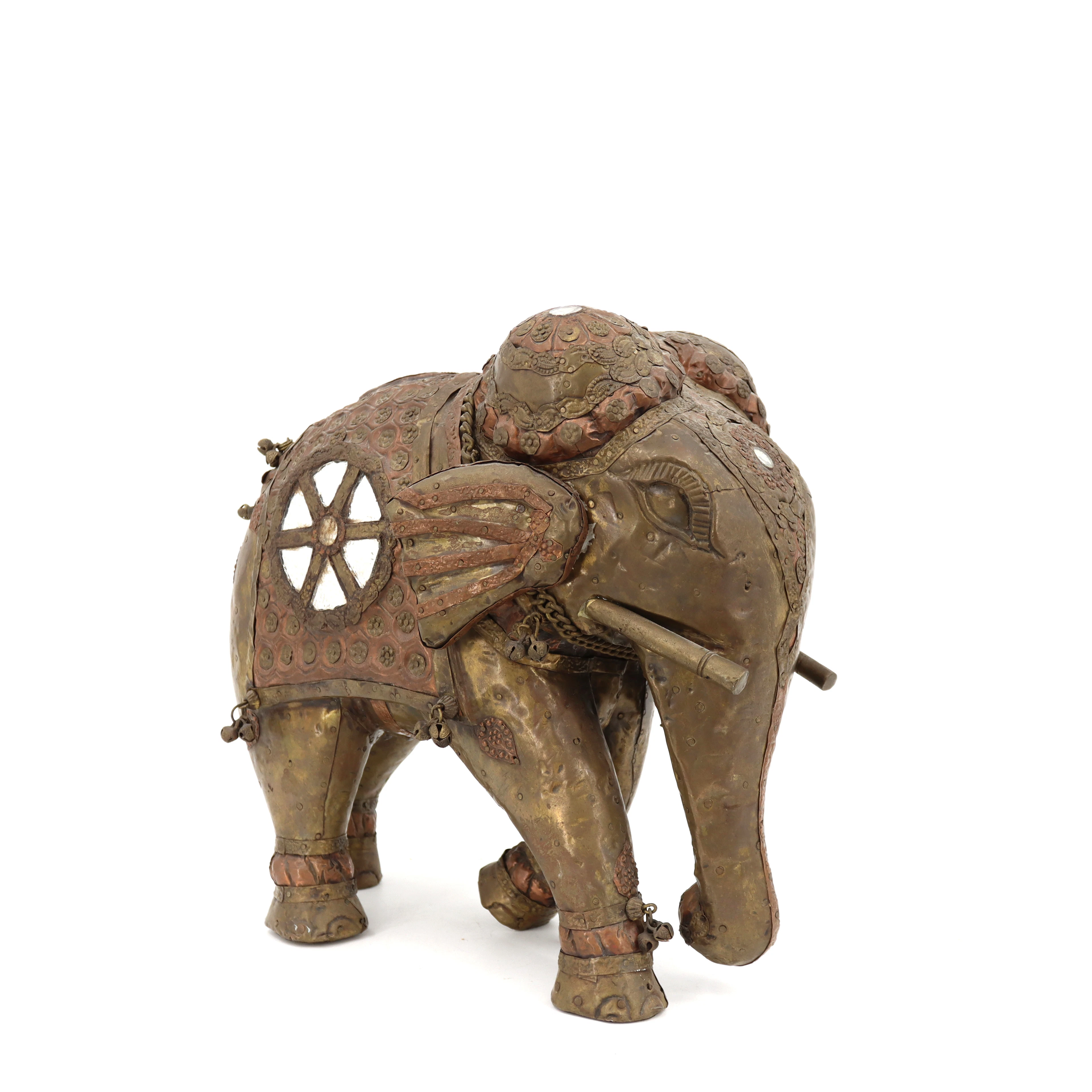 SKULPTUR, elefant, mässing, glas, metall, troligen Indien.