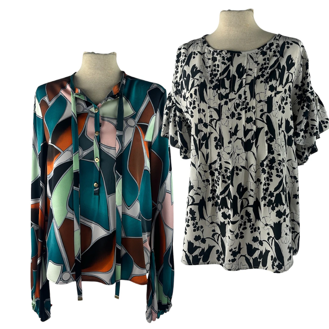 BLUSAR, två st, Diane von Furstenberg och Weekend MaxMara, 100% siden, nutida.