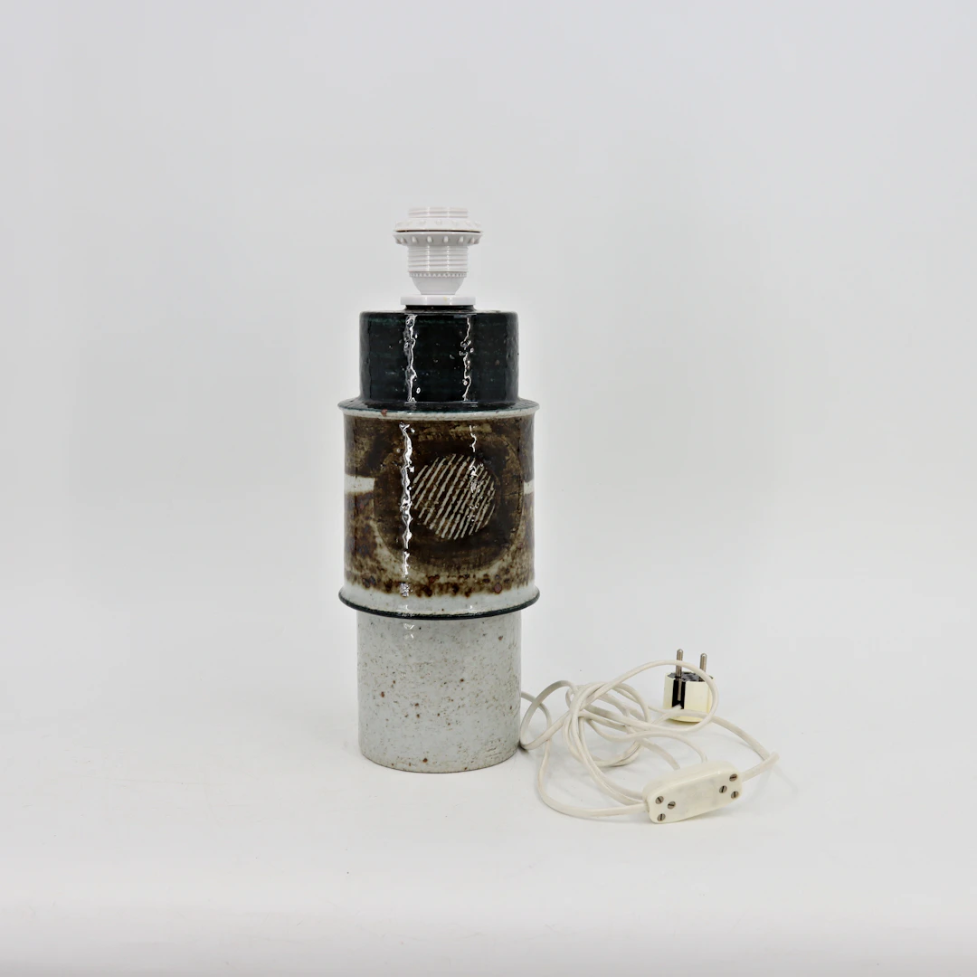 INGER PERSSON. Lampfot, glaserat stengods, signerad IP, Ateljé Rörstrand