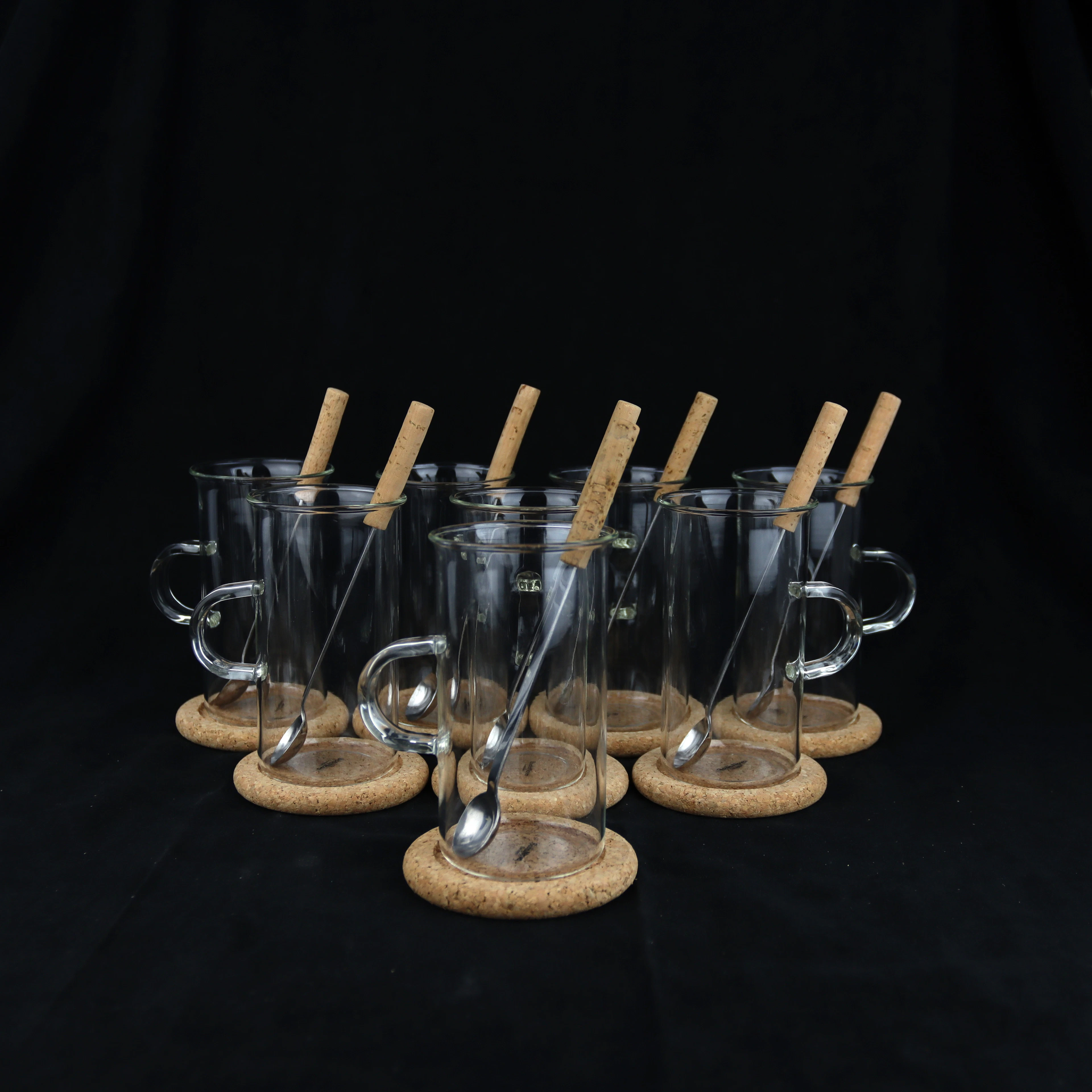 SIGNE PERSSON-MELIN. Irish coffe glas, 8 stycken, skedar och underlägg