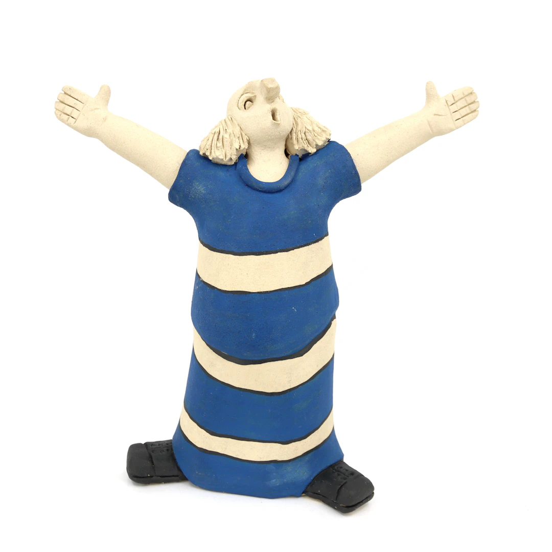 KLAS-GÖRAN KLAESSON. Figurin, clown, bemålad keramik, signerad, Klase, Höganäs.