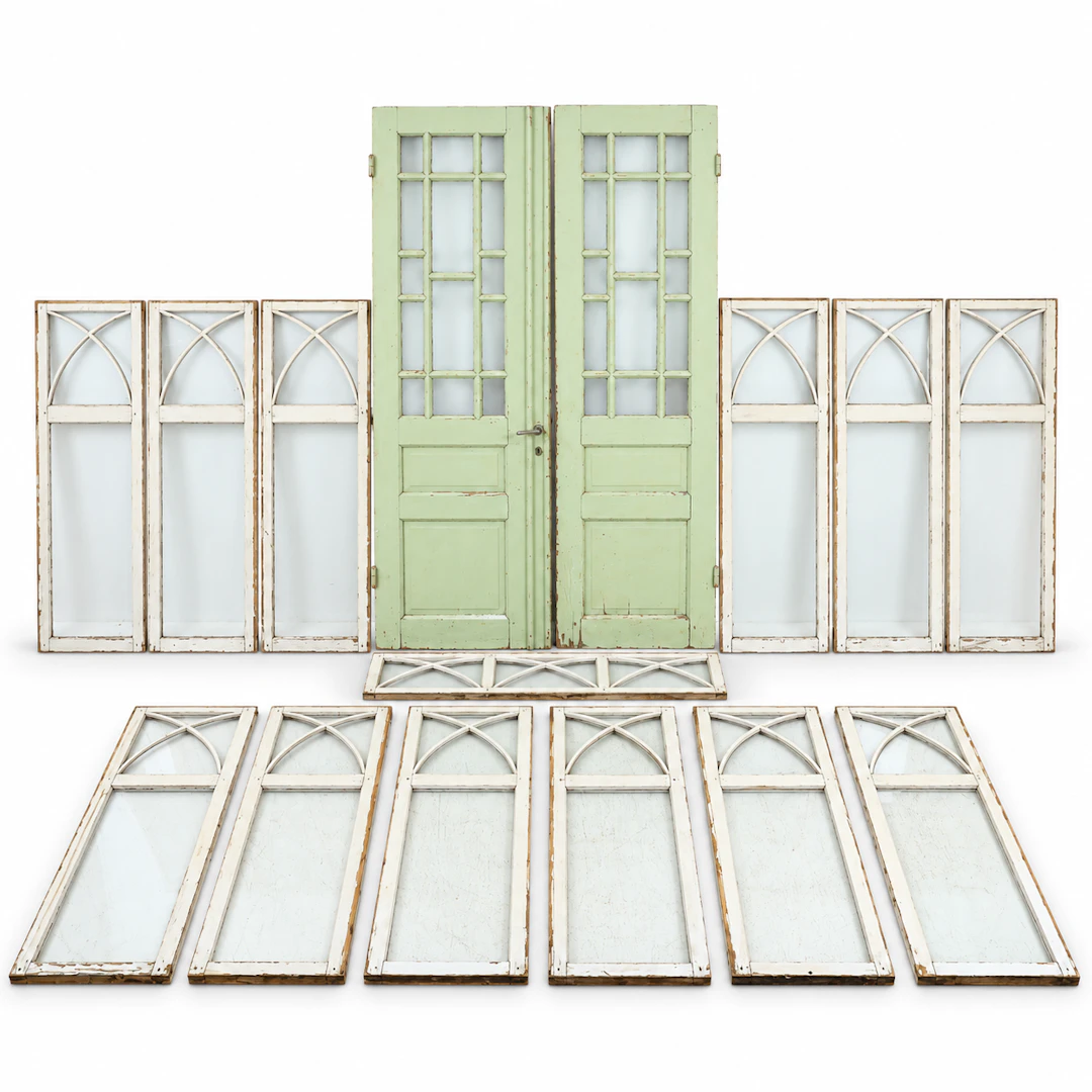 GLASVERANDA, pardörrar & fönster, Jugend, tidigt 1900.