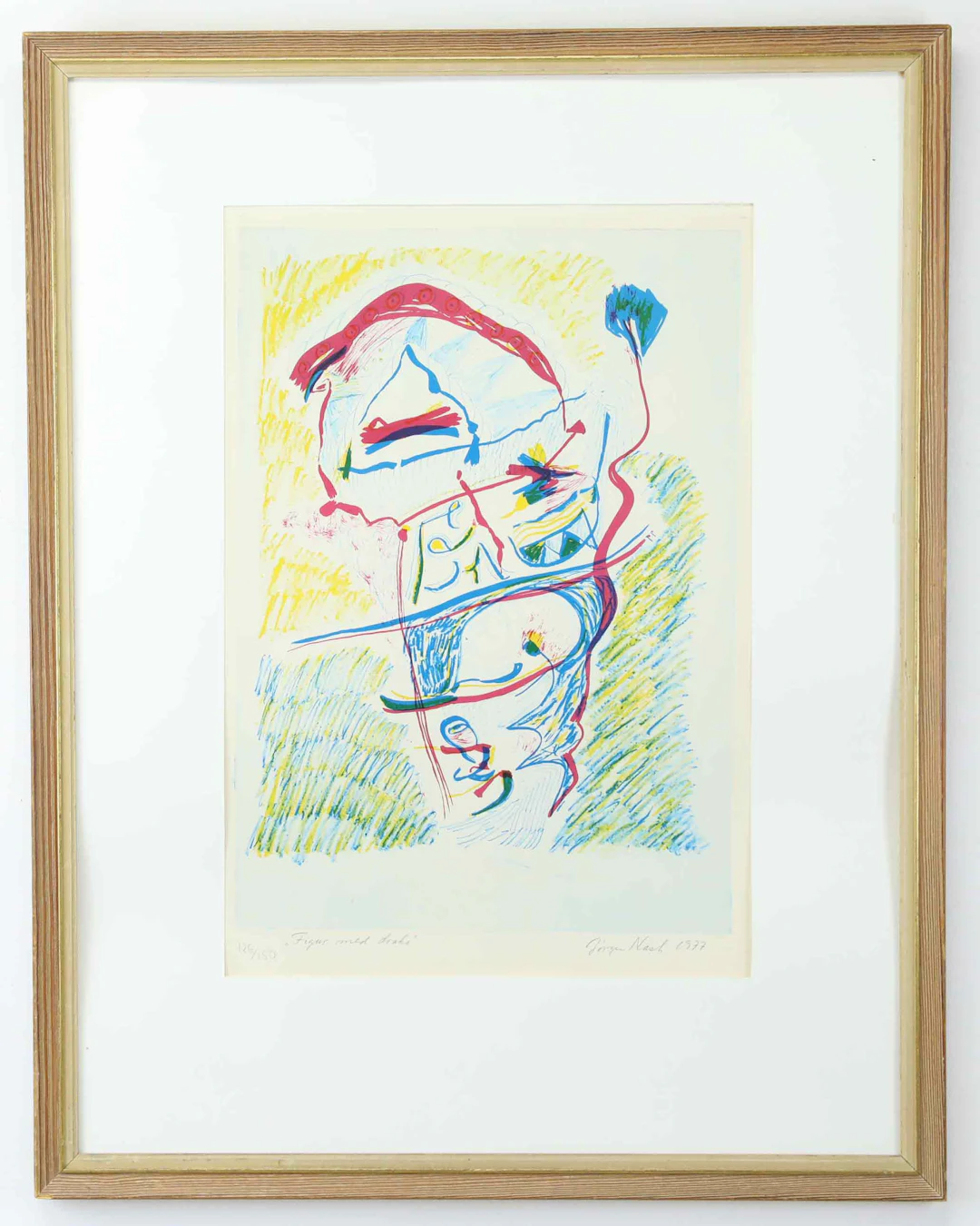 JÖRGEN NASH. Litografi, "Figur med drake" numrerad 126/150, sigenard.