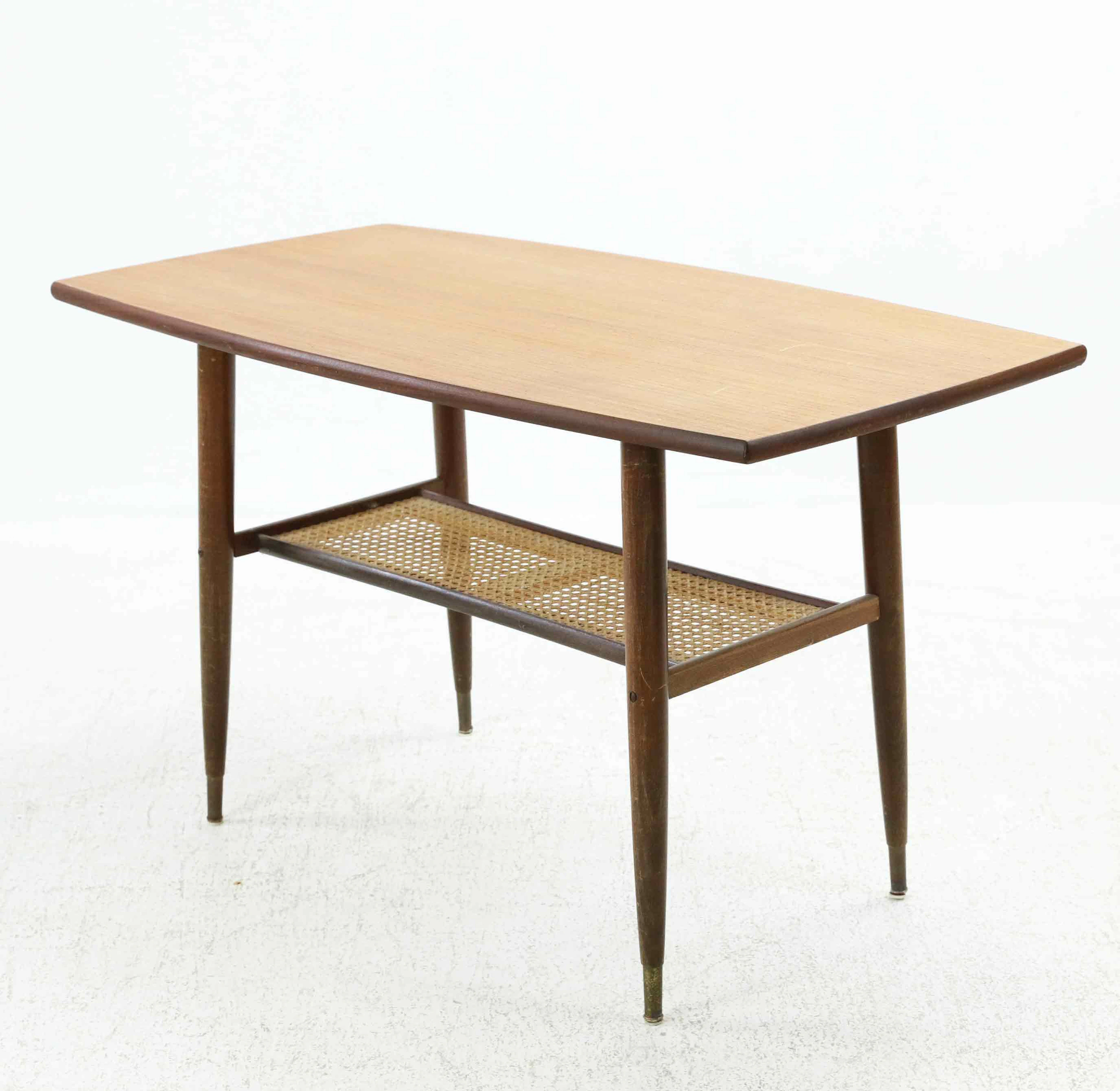 SOFFBORD teak och rotting, Alberts Tibro, 1950/60-tal.