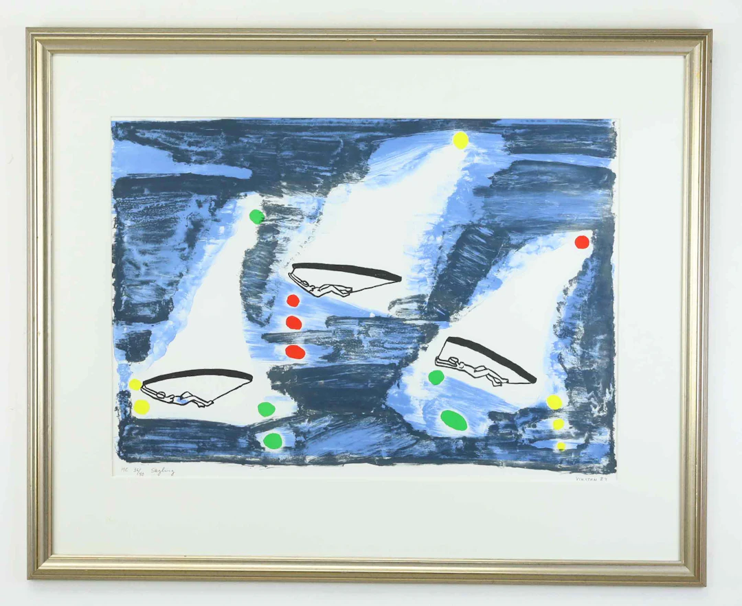 HANS VIKSTEN (1926-1987). Färglitografi, HC, "Segling" , numrerad