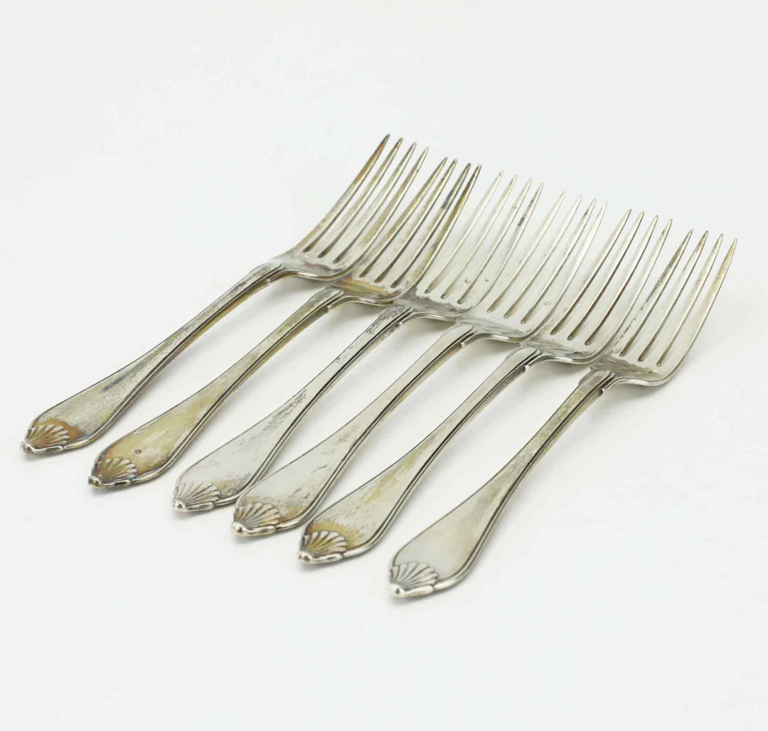 DESSERTGAFFLAR, 6 st, silver 950, Frankrike, omkring 18/1900-tal.