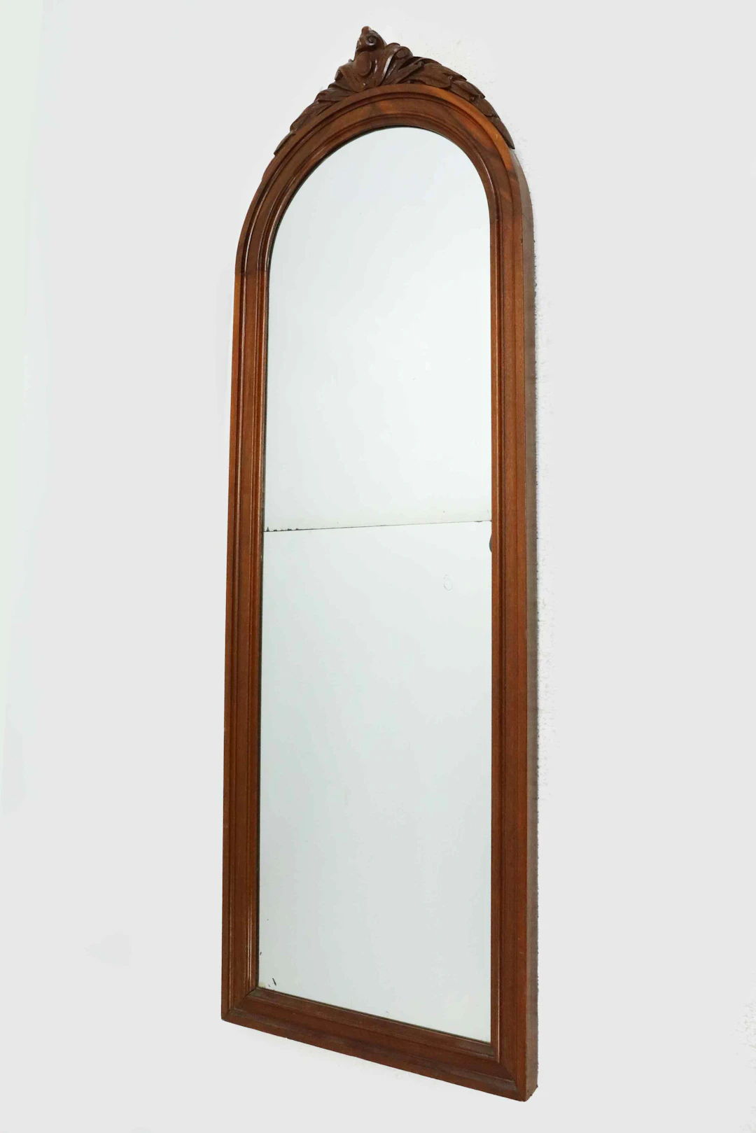 GOLVSPEGEL, mahogny, delat glas, 18/1900-tal.