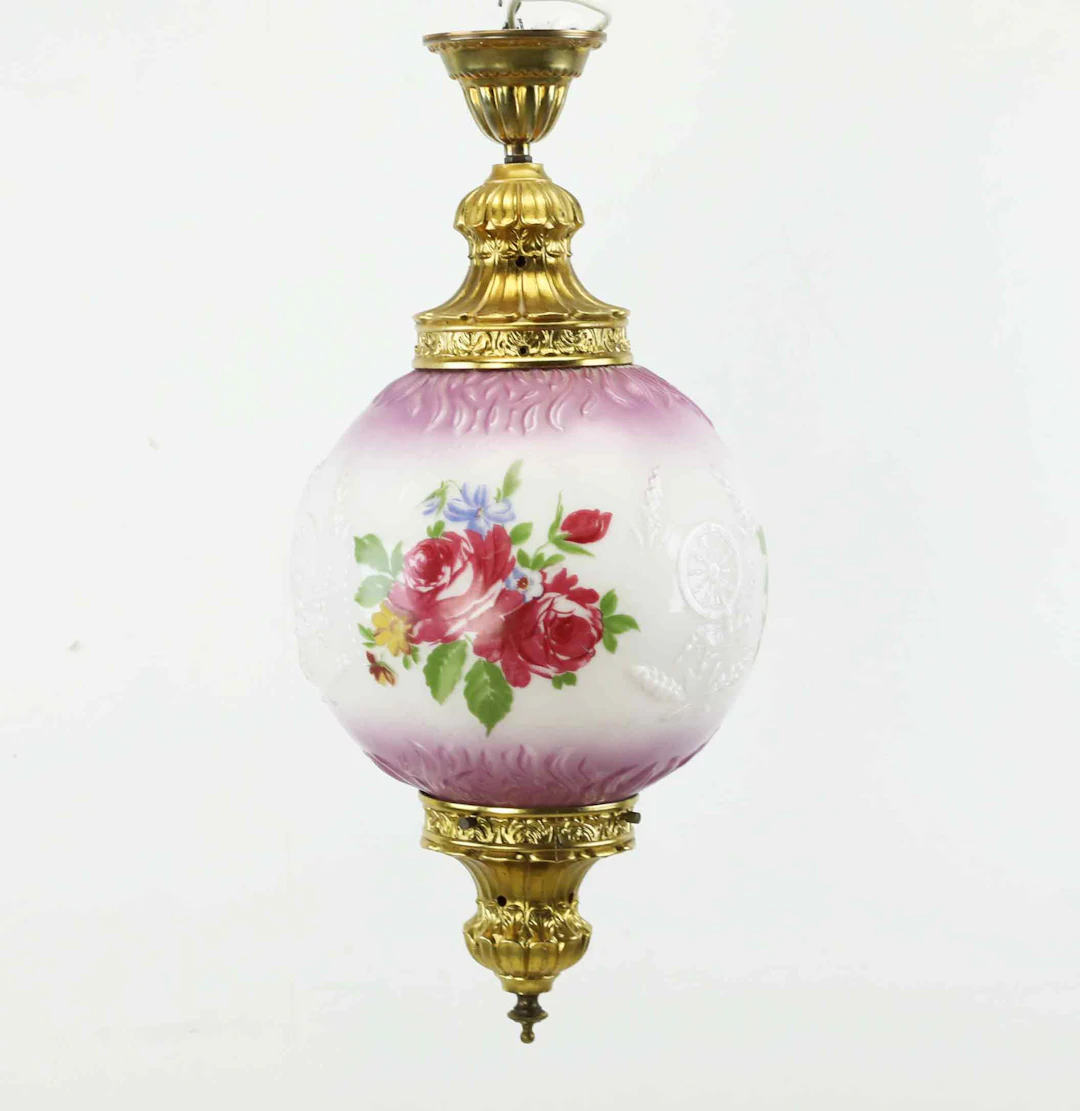 TAKLAMPA, månskensampel, glas och metall, 1900-tal.