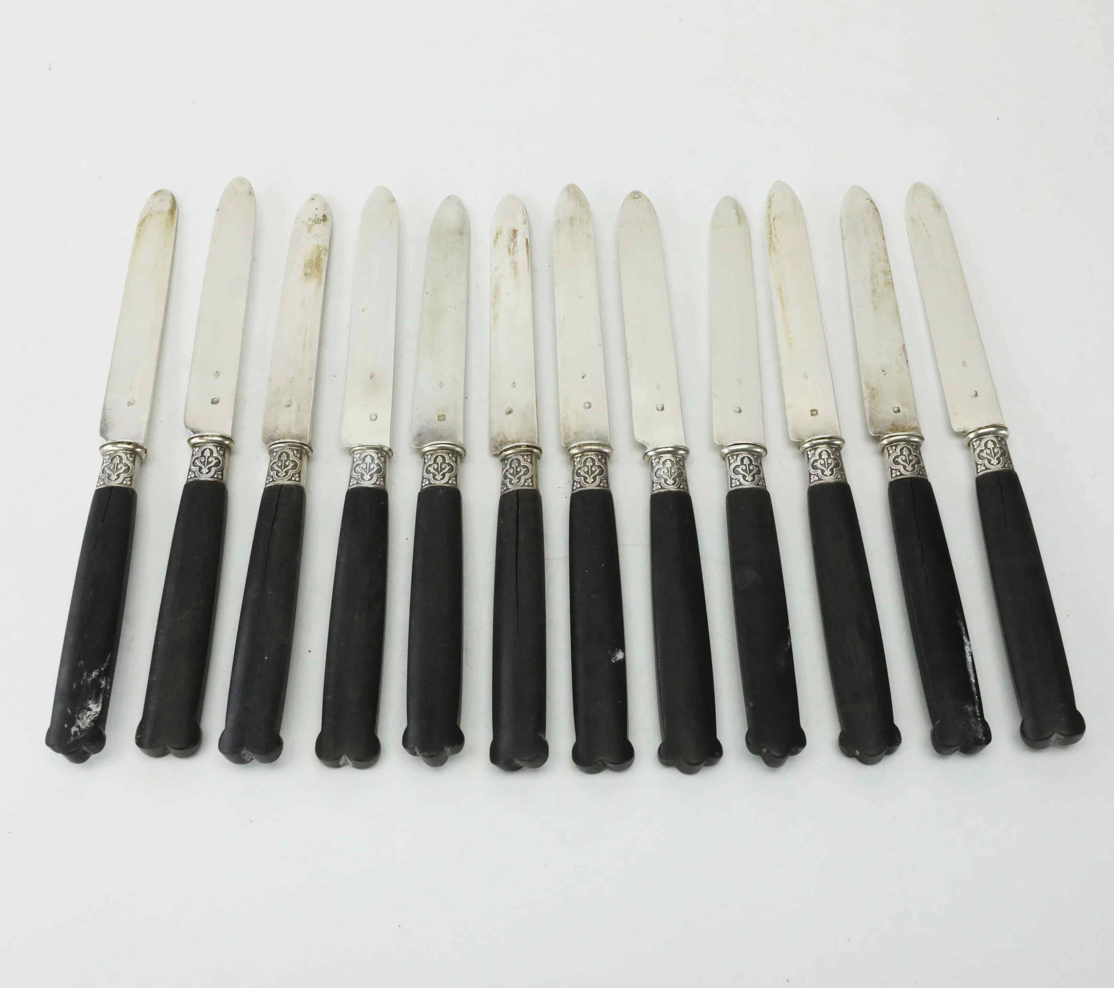 KNIVAR, 12 st, silver, Paris, Frankrike, omkring 18/1900.