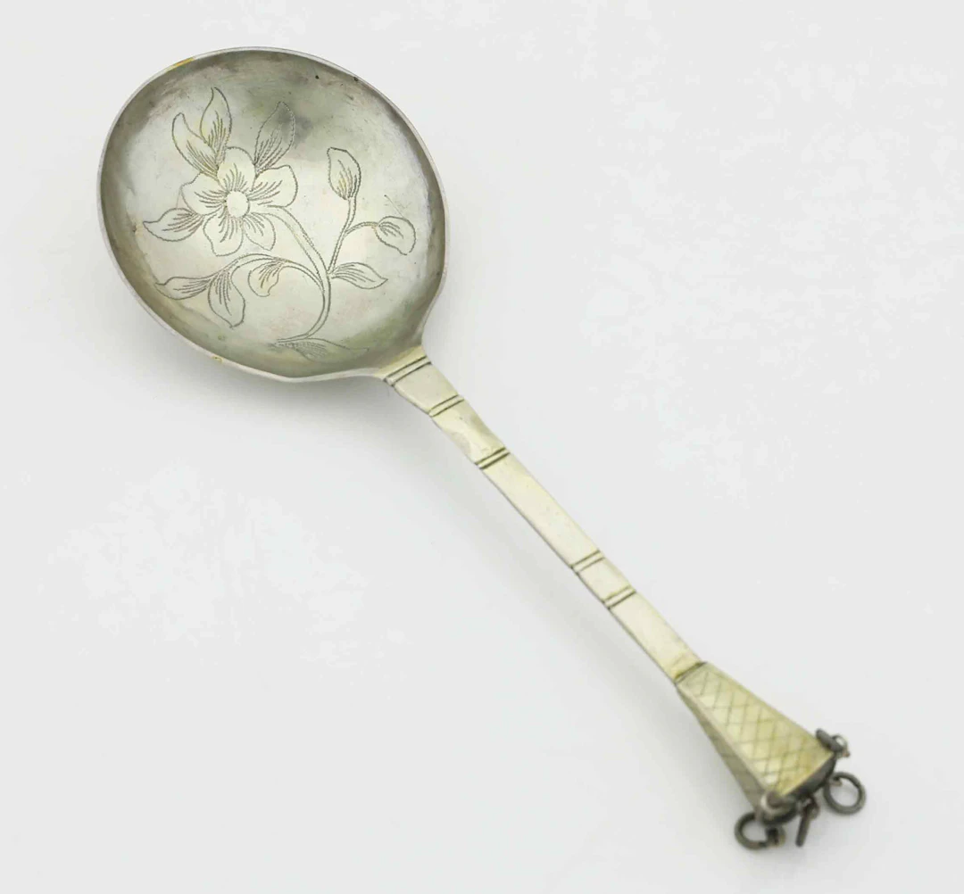ILS GRUBB. Brännvinssked, silver, Hudiksvall, 1777.