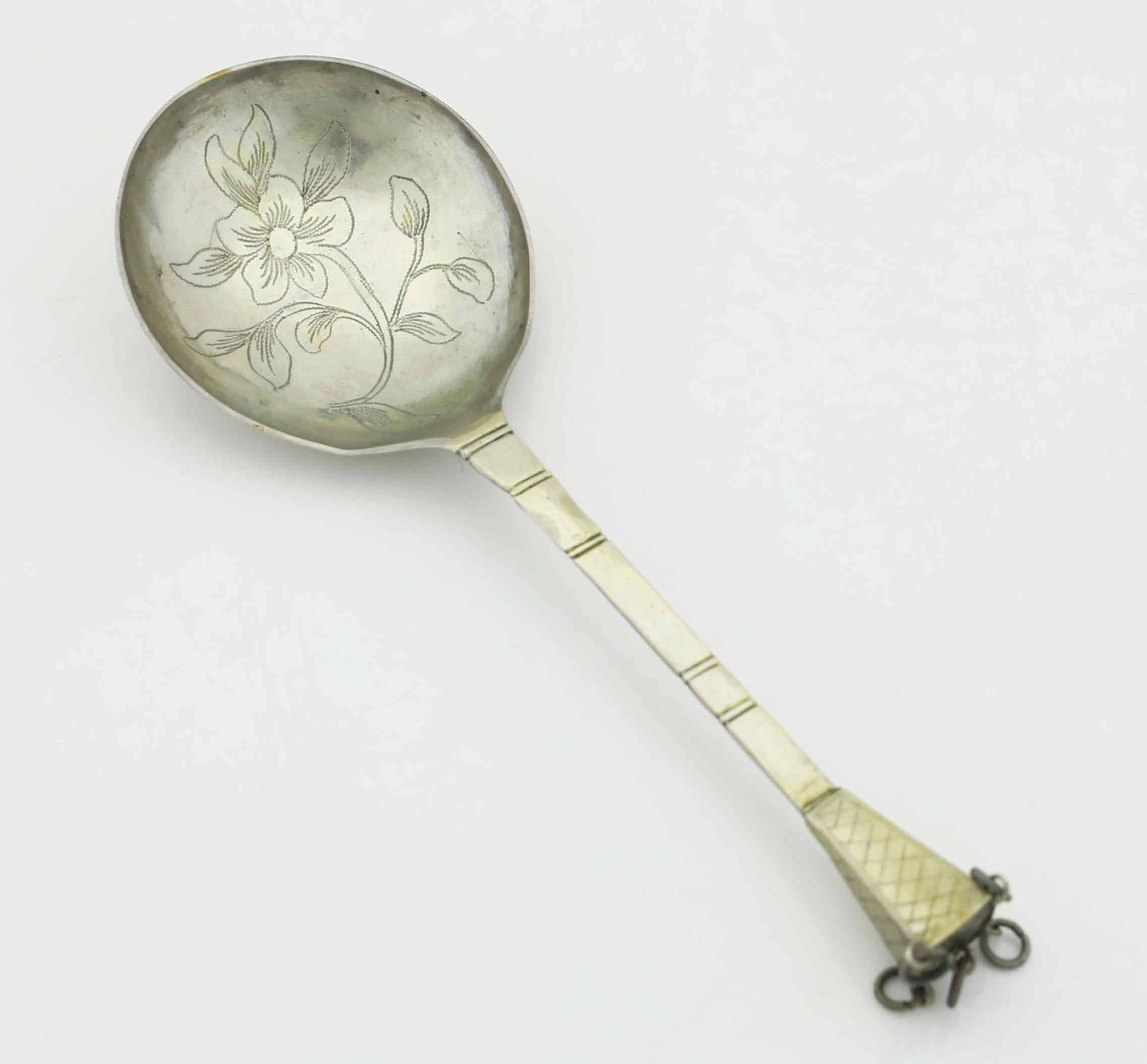 ILS GRUBB. Brännvinssked, silver, Hudiksvall, 1777.