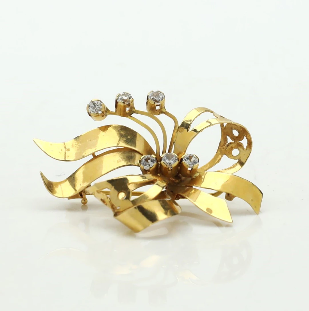 BROSCH, guld 18K, fasettslipade bergkristaller, Juvelfabriken AB
