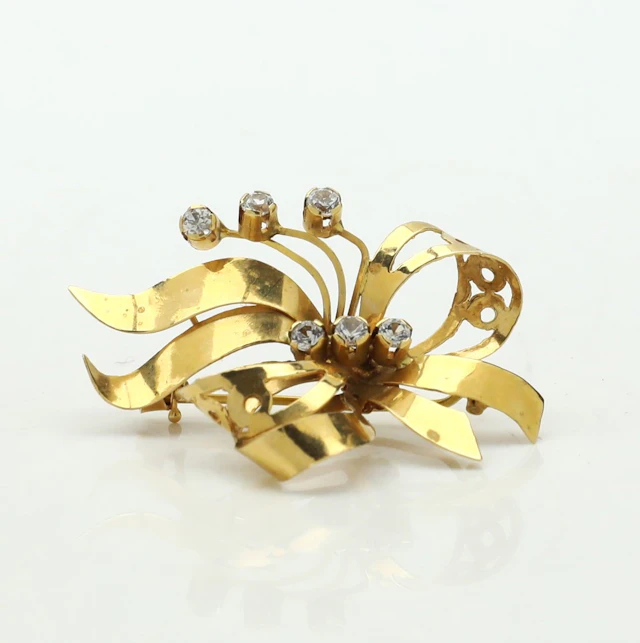 BROSCH, guld 18K, fasettslipade bergkristaller, Juvelfabriken AB