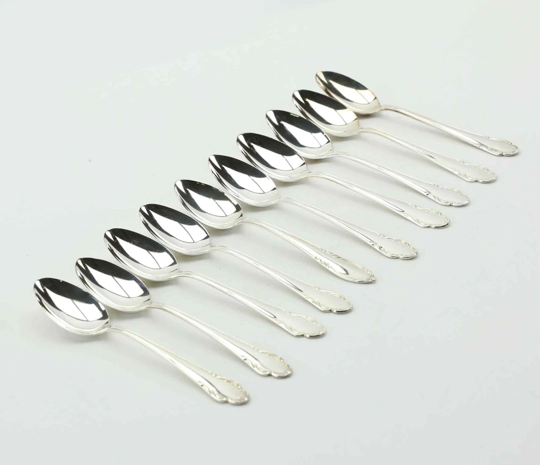 KAFFESKEDAR, 10 st, silver, Modell Haga, 1900-tal.