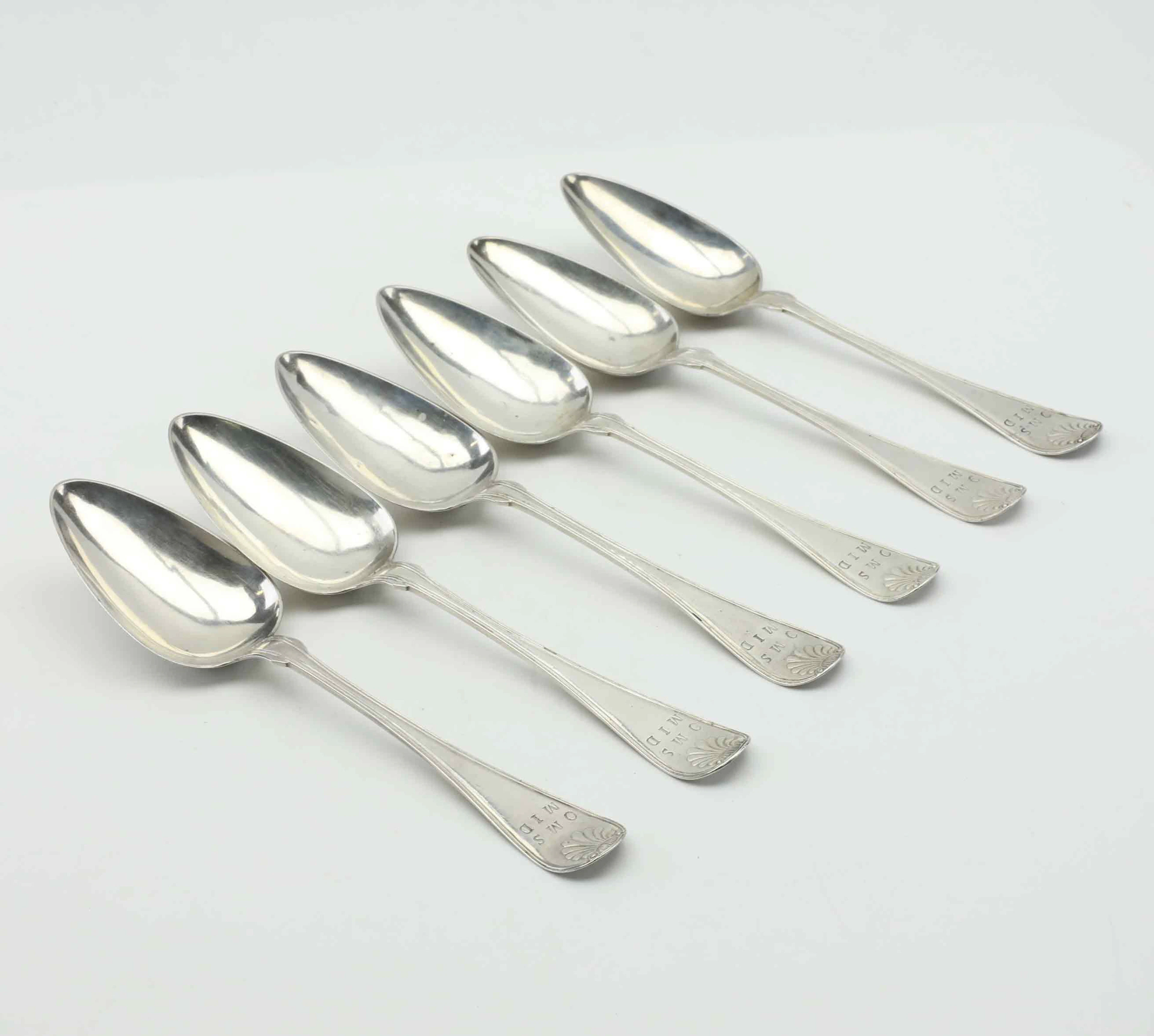MATSKEDAR, 6 st, silver, Christoffer Nordin, Hudiksvall, 1846.