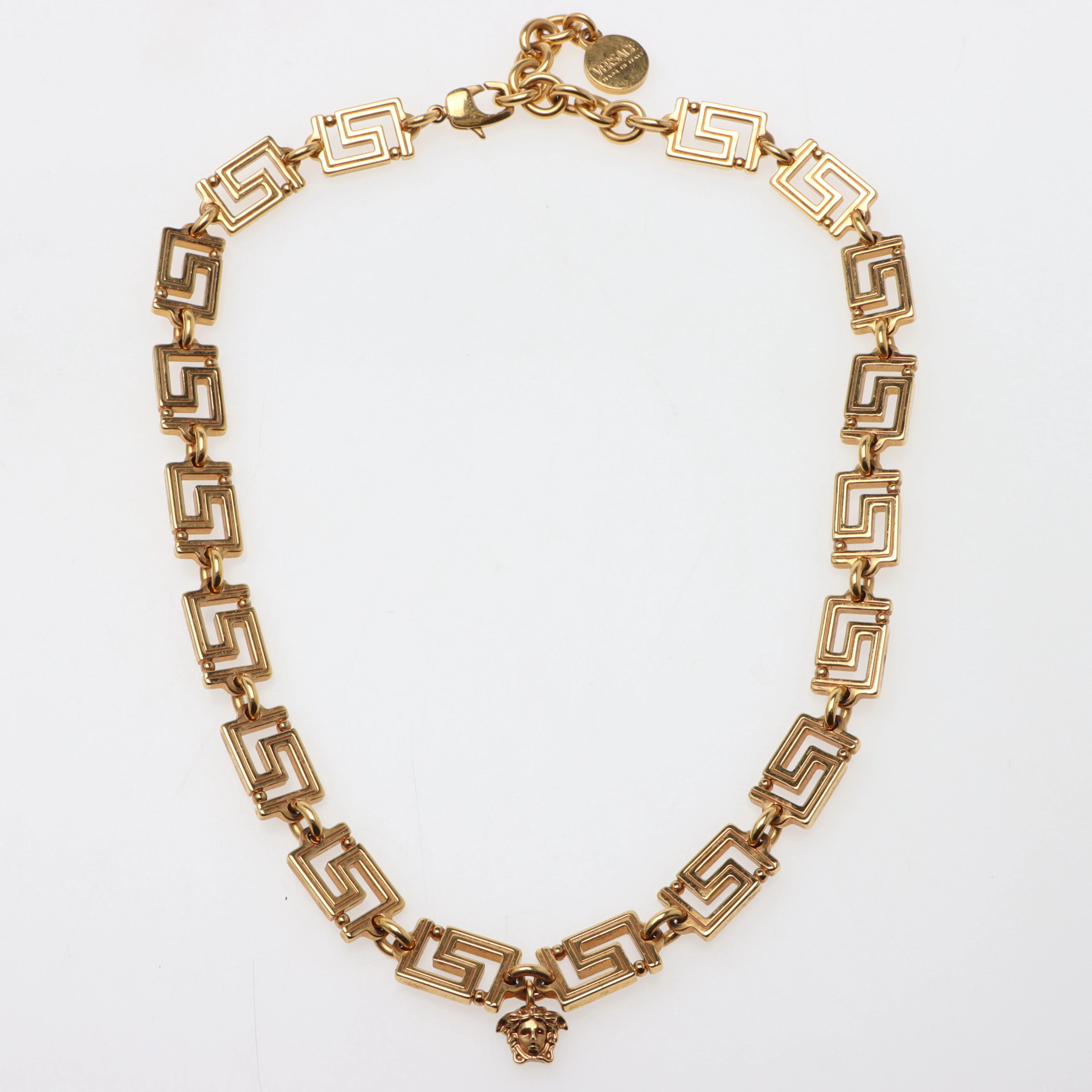 GIANNI VERSACE, collier, hänge i form av Medusa, förgylld metall, Italien.