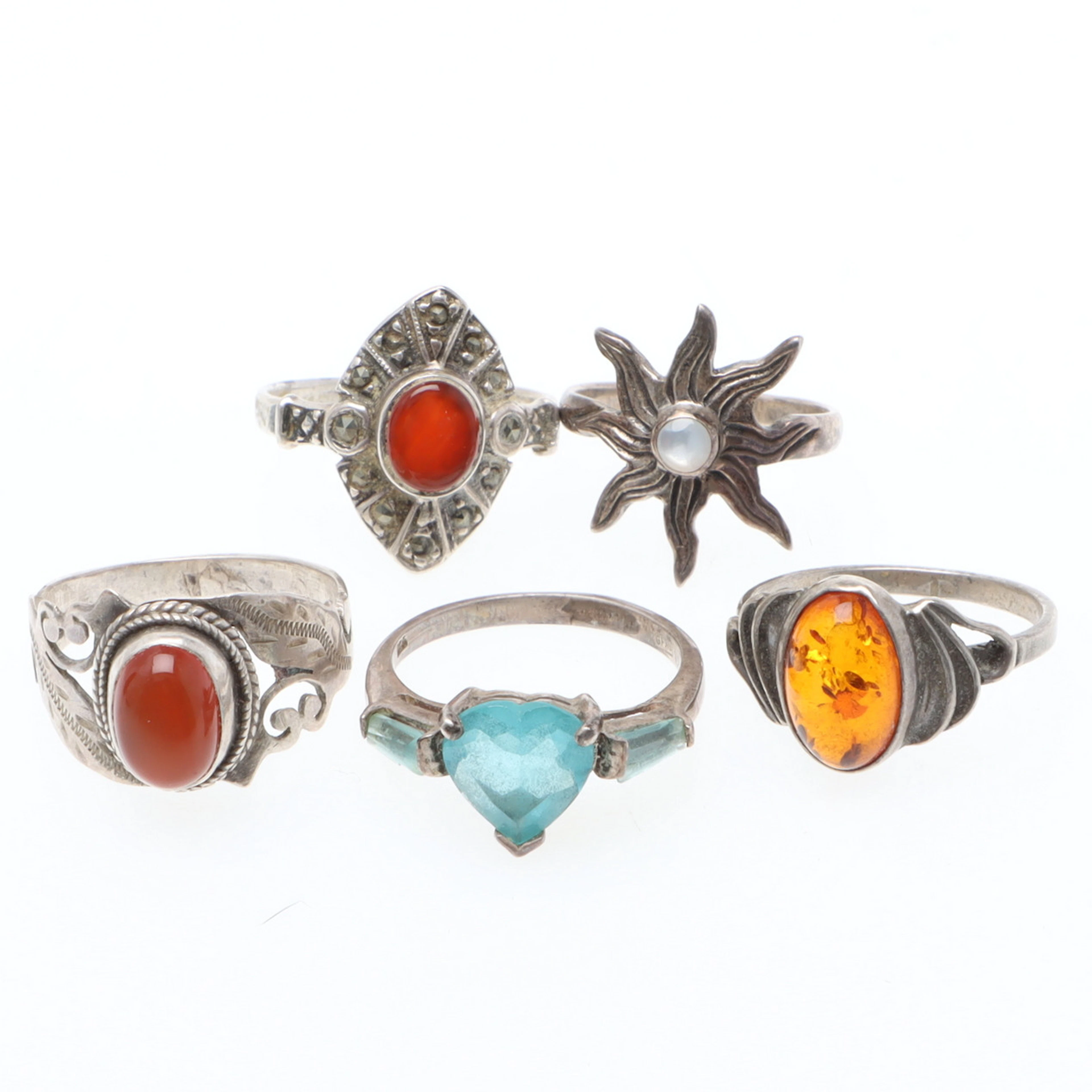 RINGAR, 5 st, silver & stenar.