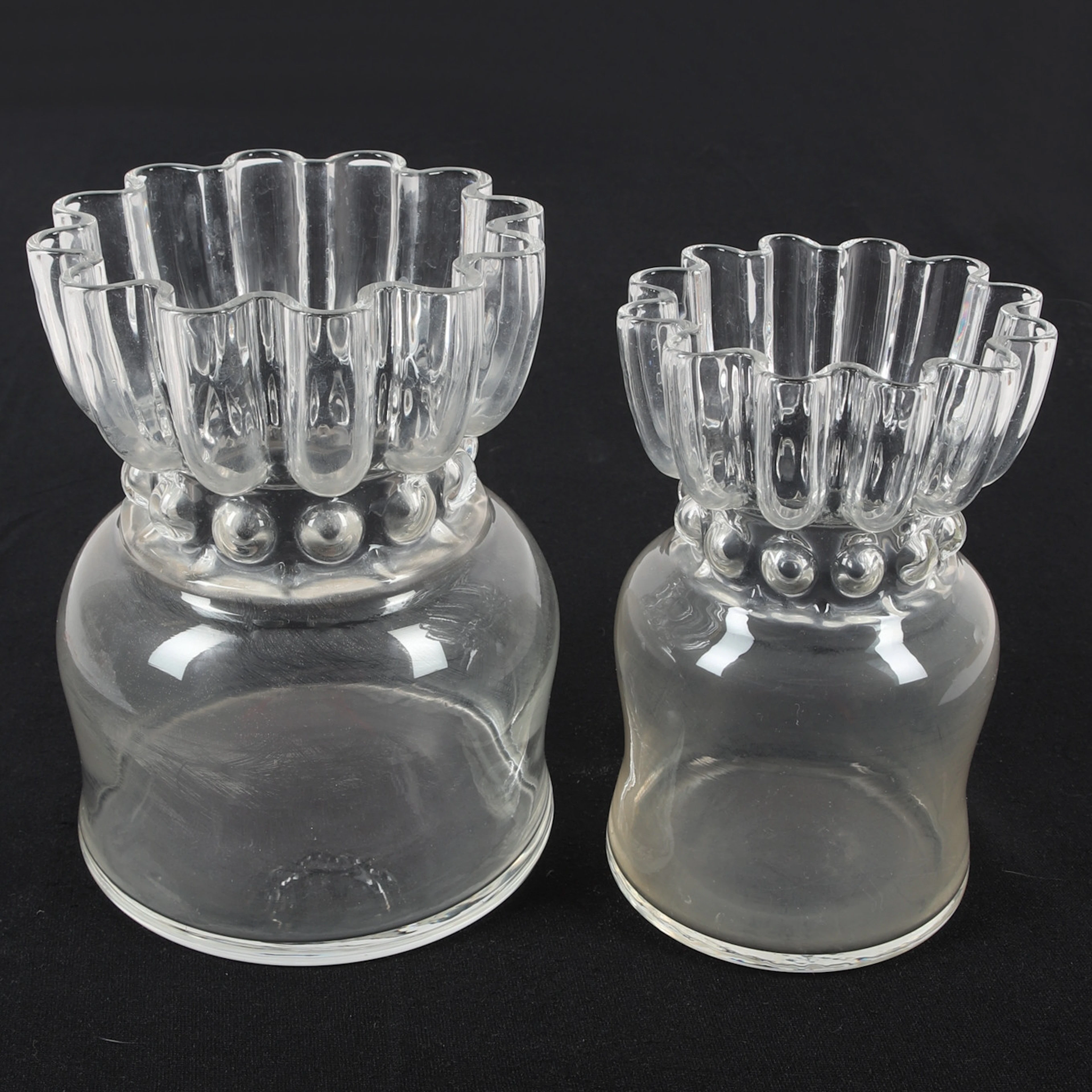 ROLF SINNEMARK. Vaser, 2 st, glas, "Bukett", Boda glasbruk, Sverige.