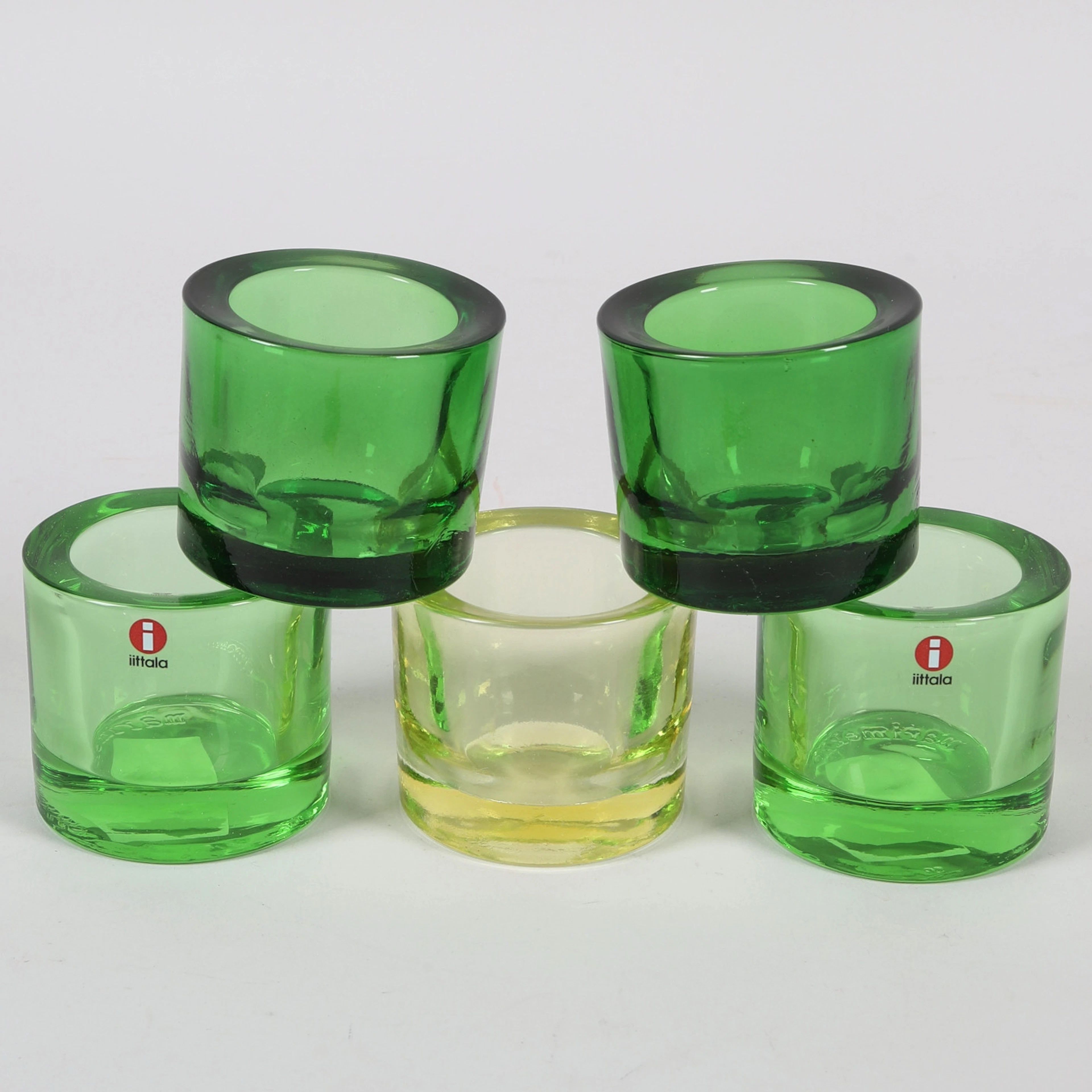 HEIKKI ORVOLA. Ljuslyktor, 5 st, glas, "Kivi", Iittala, Finland.