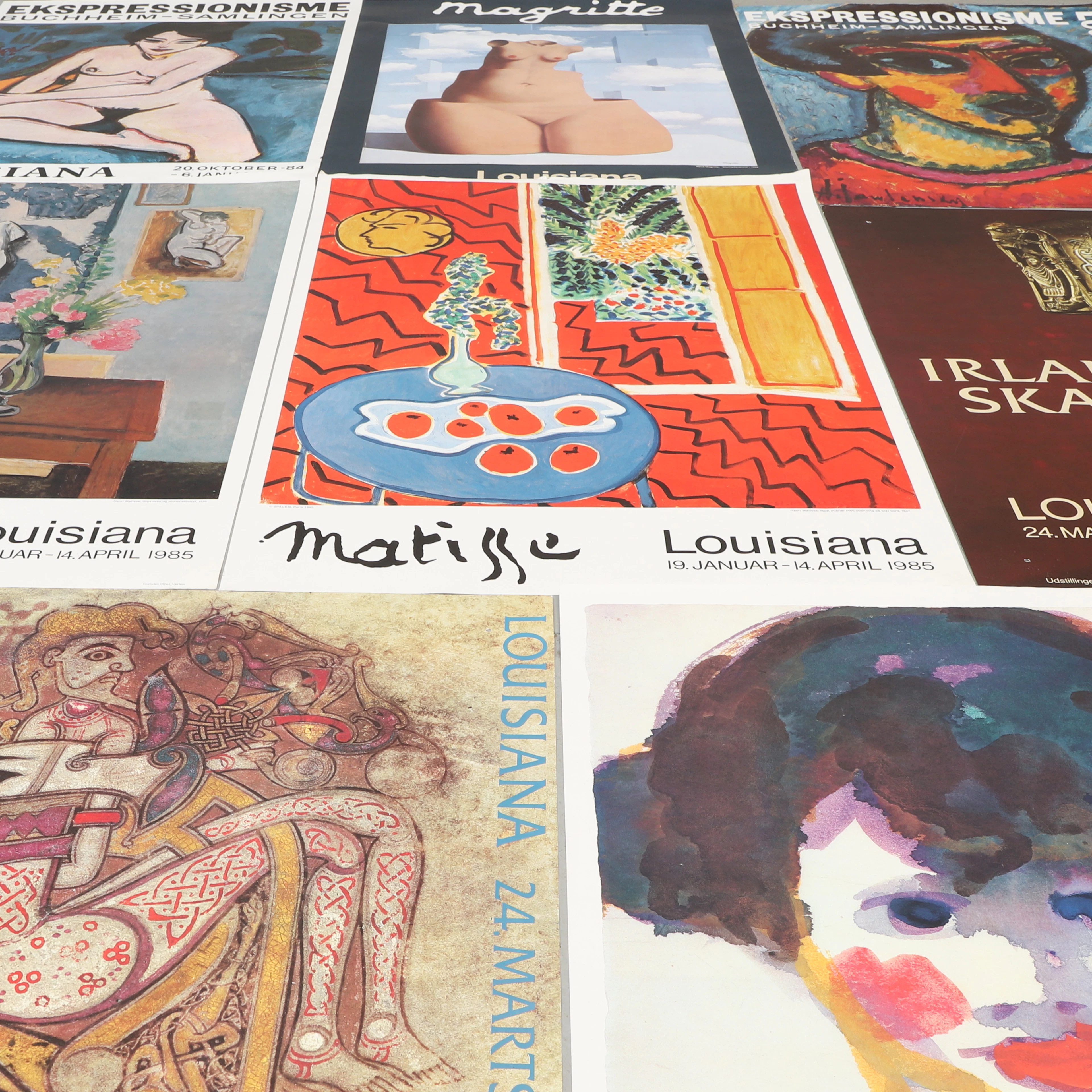 UTSTÄLLNINGSAFFISCHER, 8 st, bl.a. Magritte & Matisse.