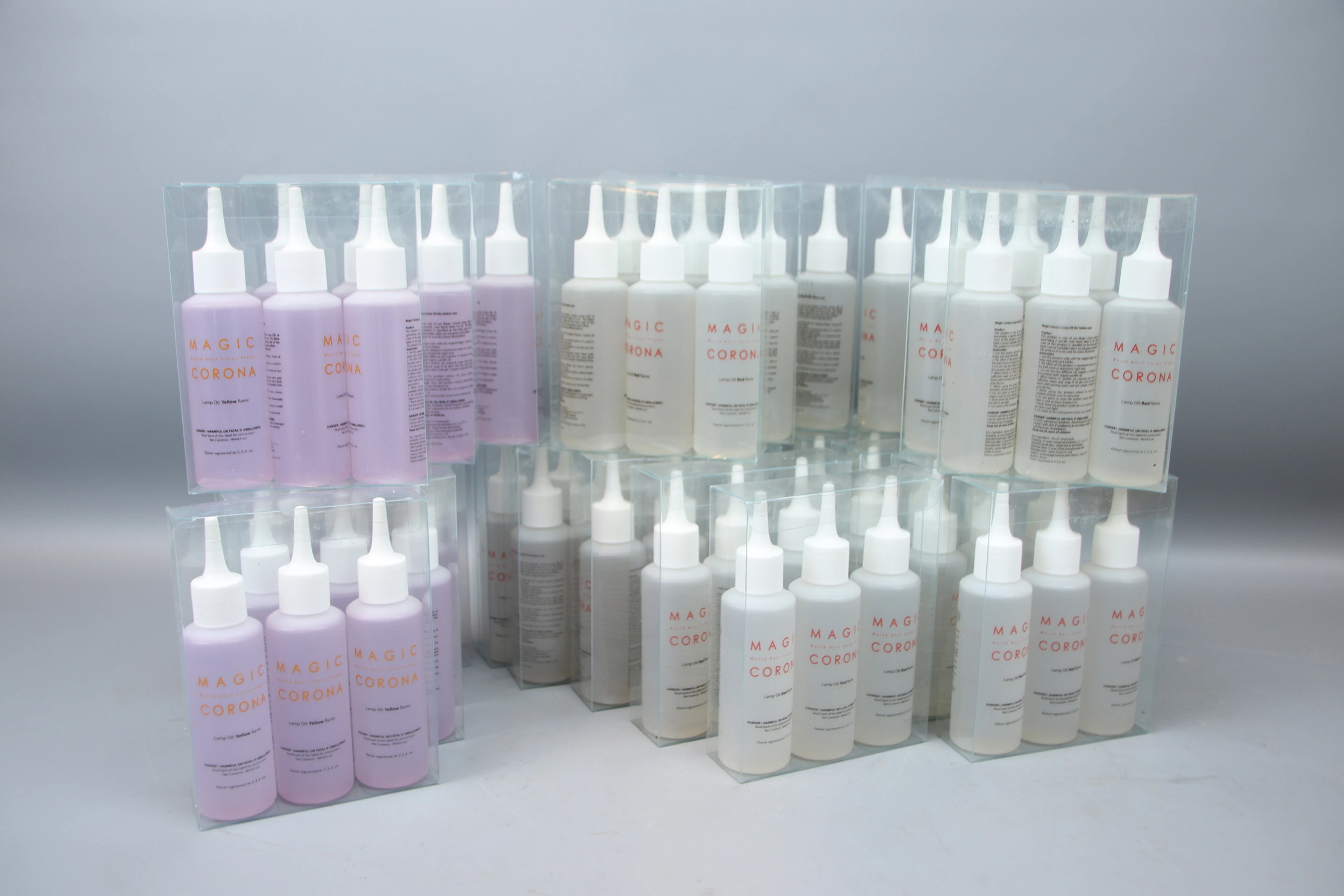 Olio per lampade, 25 bottiglie da 90 ml, Magic Corona.
