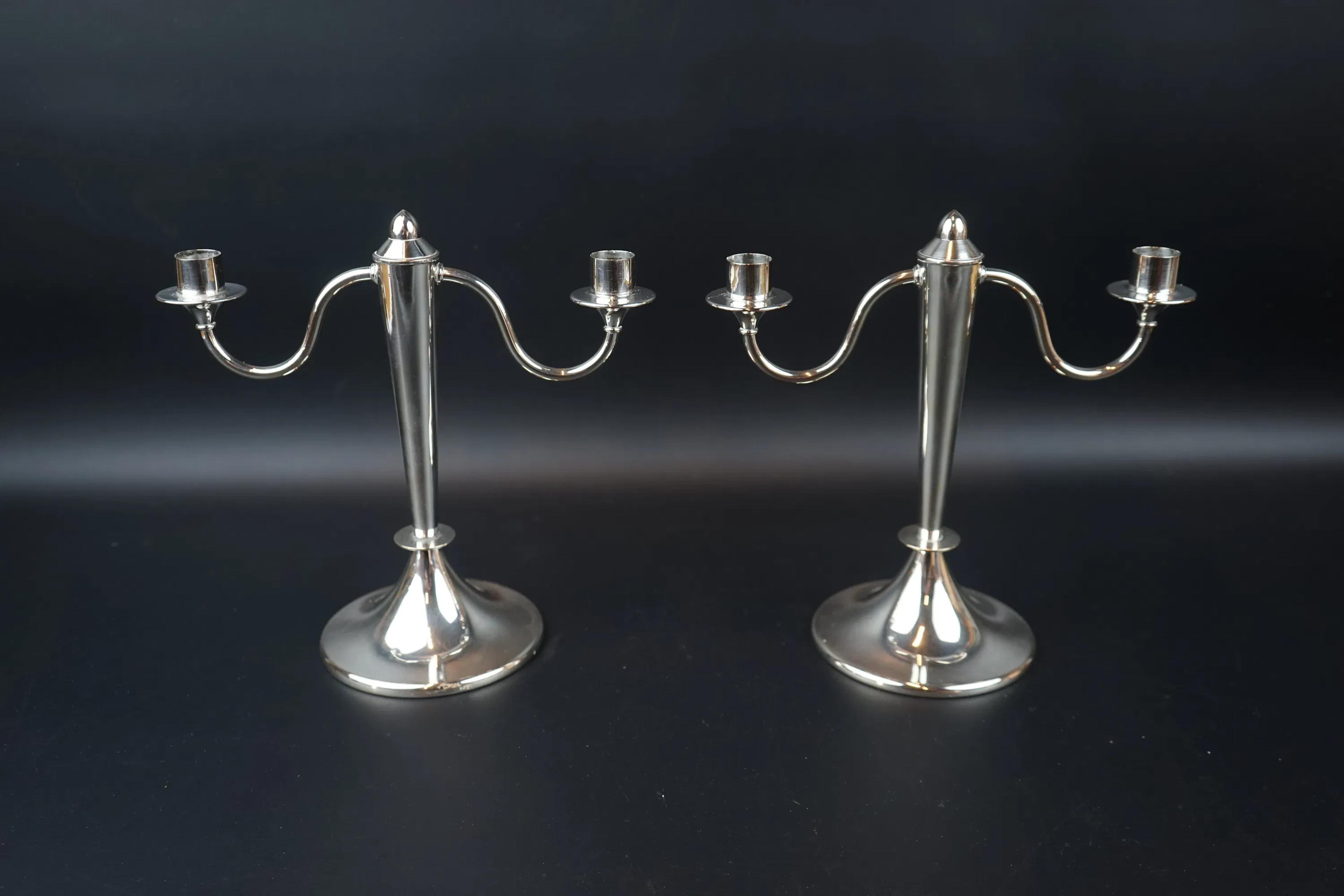 Candelabro, un par, plata níquel, Lagerstedt, Eskilstuna, siglo XX.