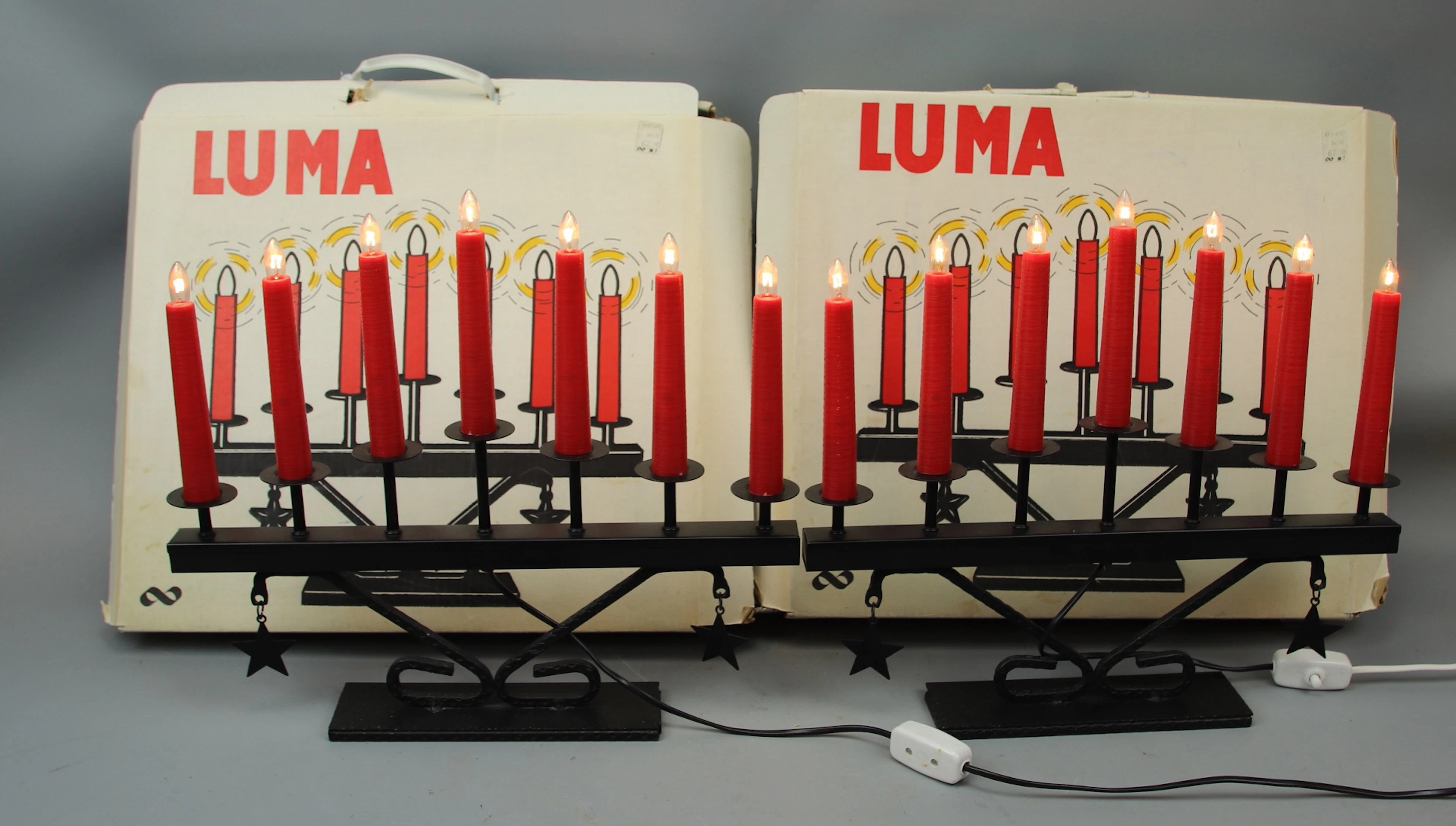 Candelabros eléctricos, un par, hierro forjado, Luma.