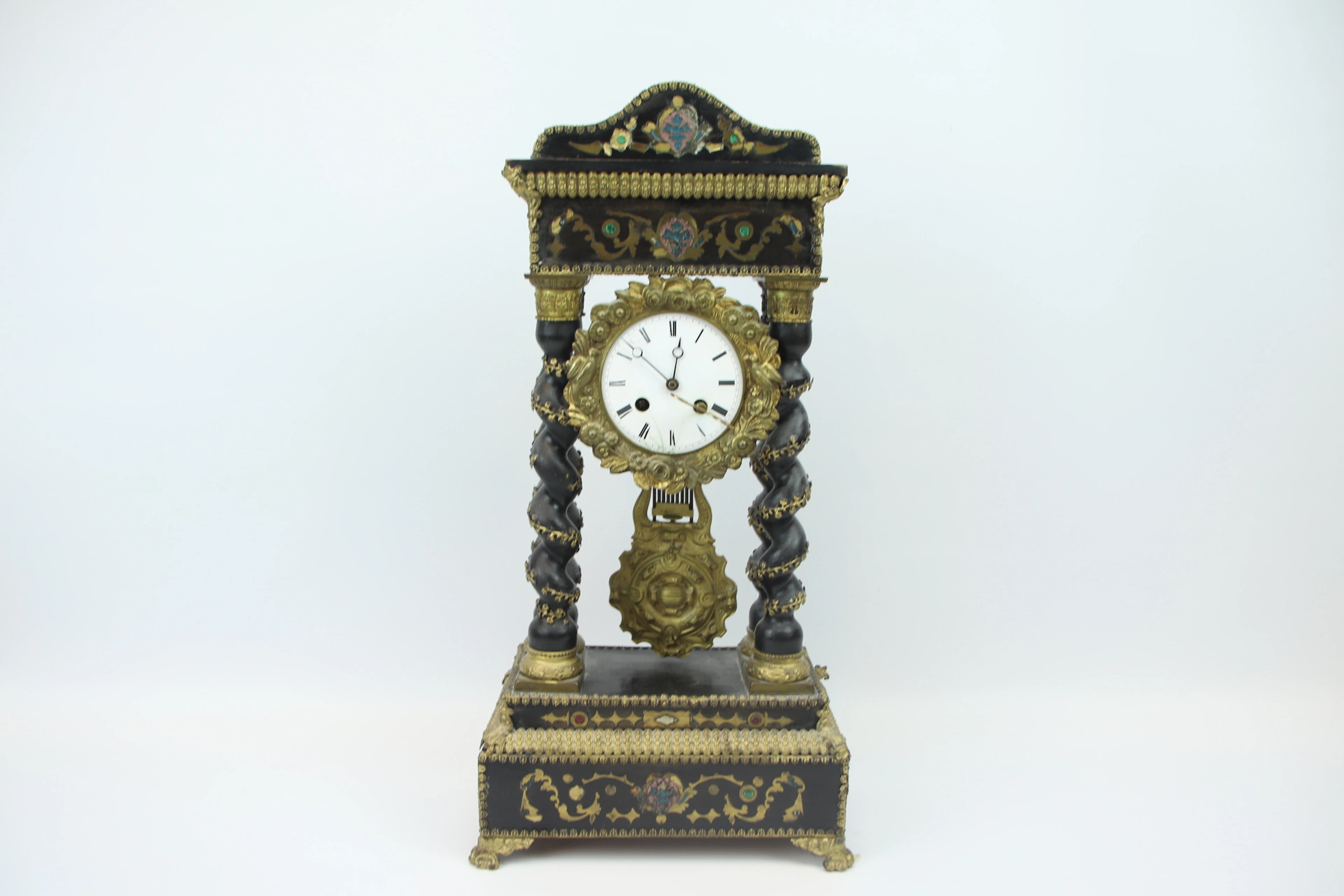 Orologio da tavolo/orologio portale, legno/ottone, 1800.