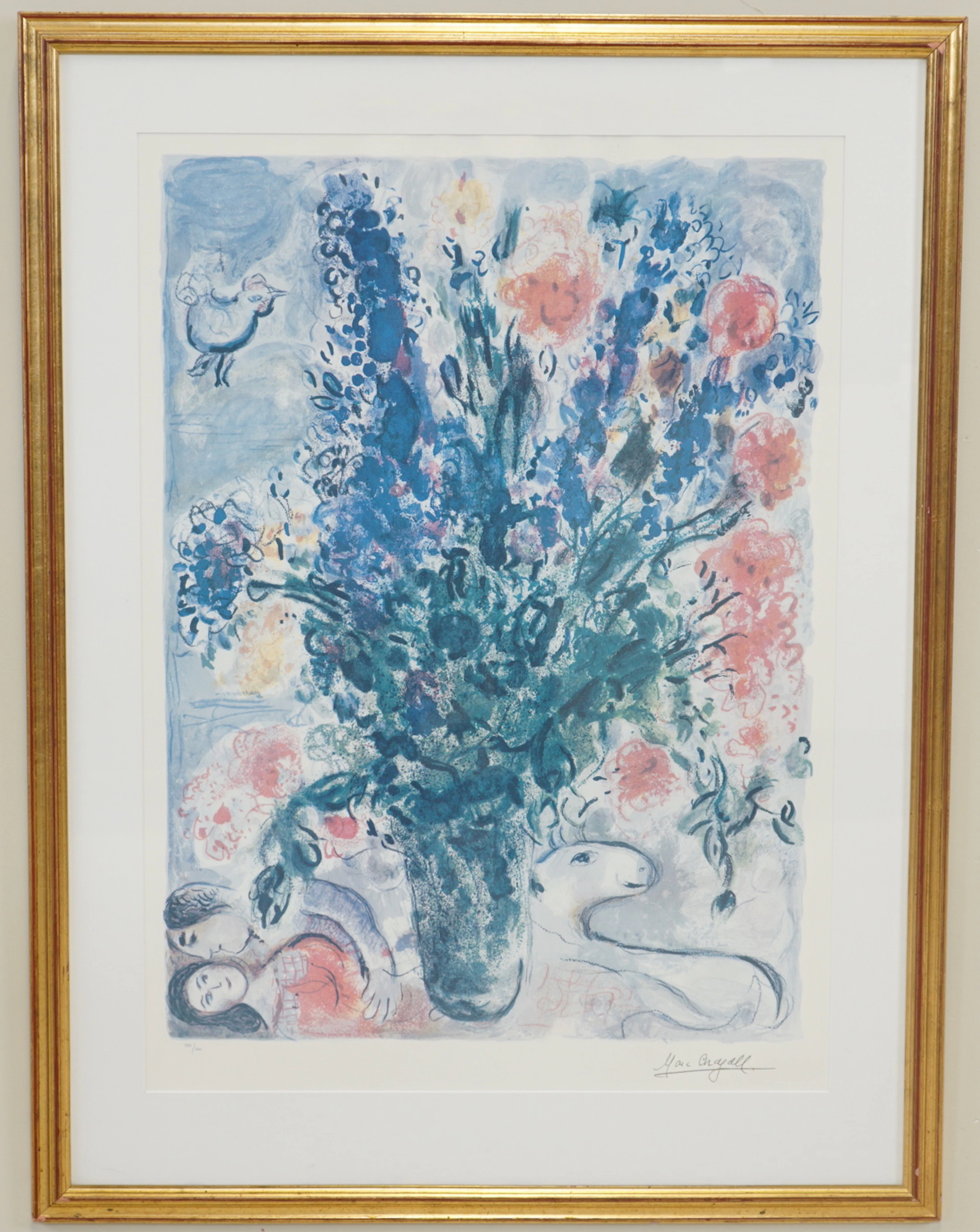 Marc Chagall, secondo "Bouquet floreale", stampa, numerato 485/500, firmato