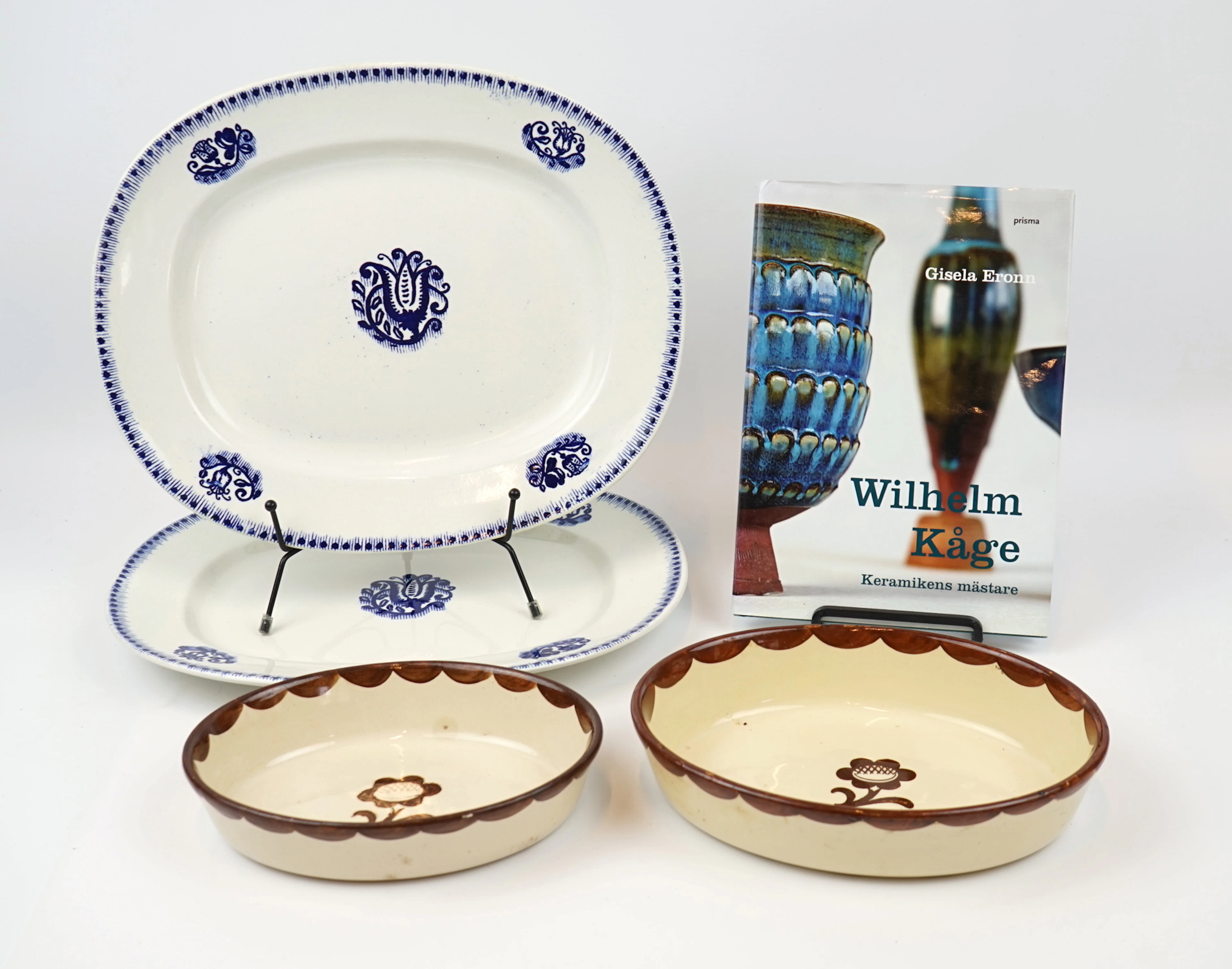 Wilhelm Kåge, piatto da servizio a 4 pezzi e stampi, ceramica