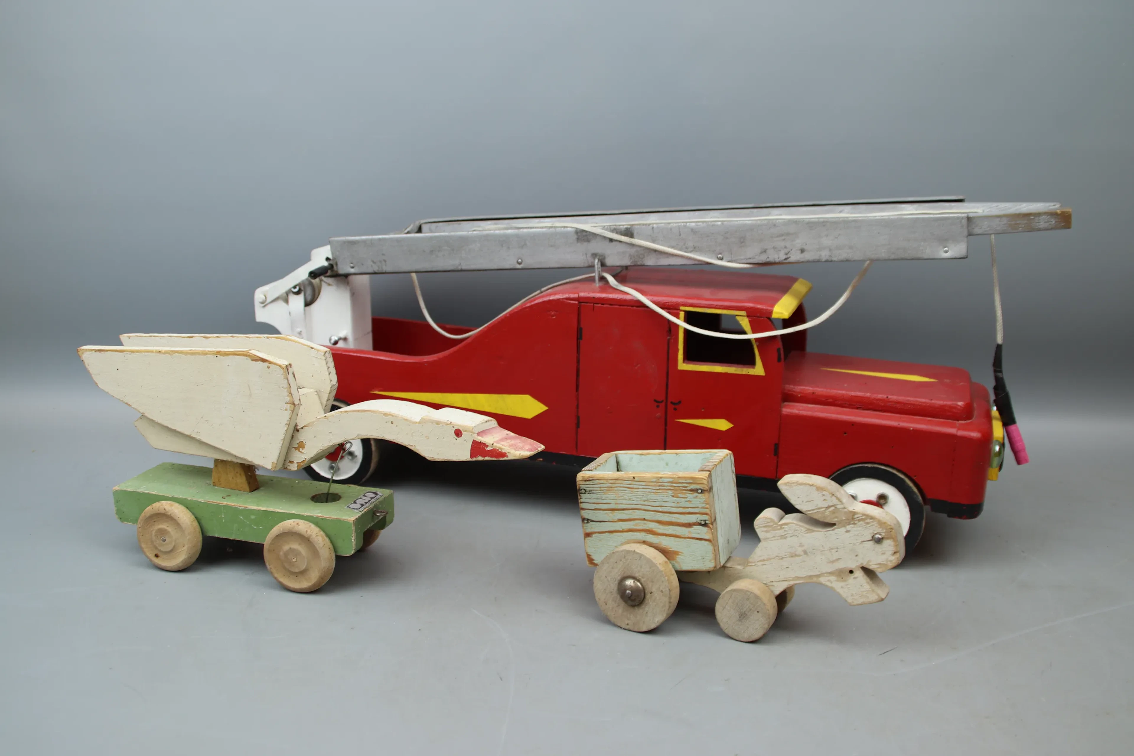 Juguetes, 3 piezas, madera, años 1900, un BRIO.