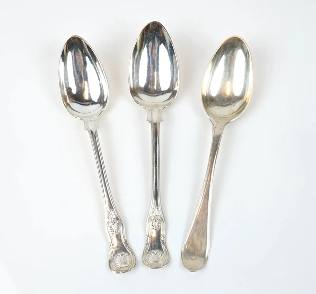 Esslöffel, 3 Stück, Silber, 1700er/1800er.