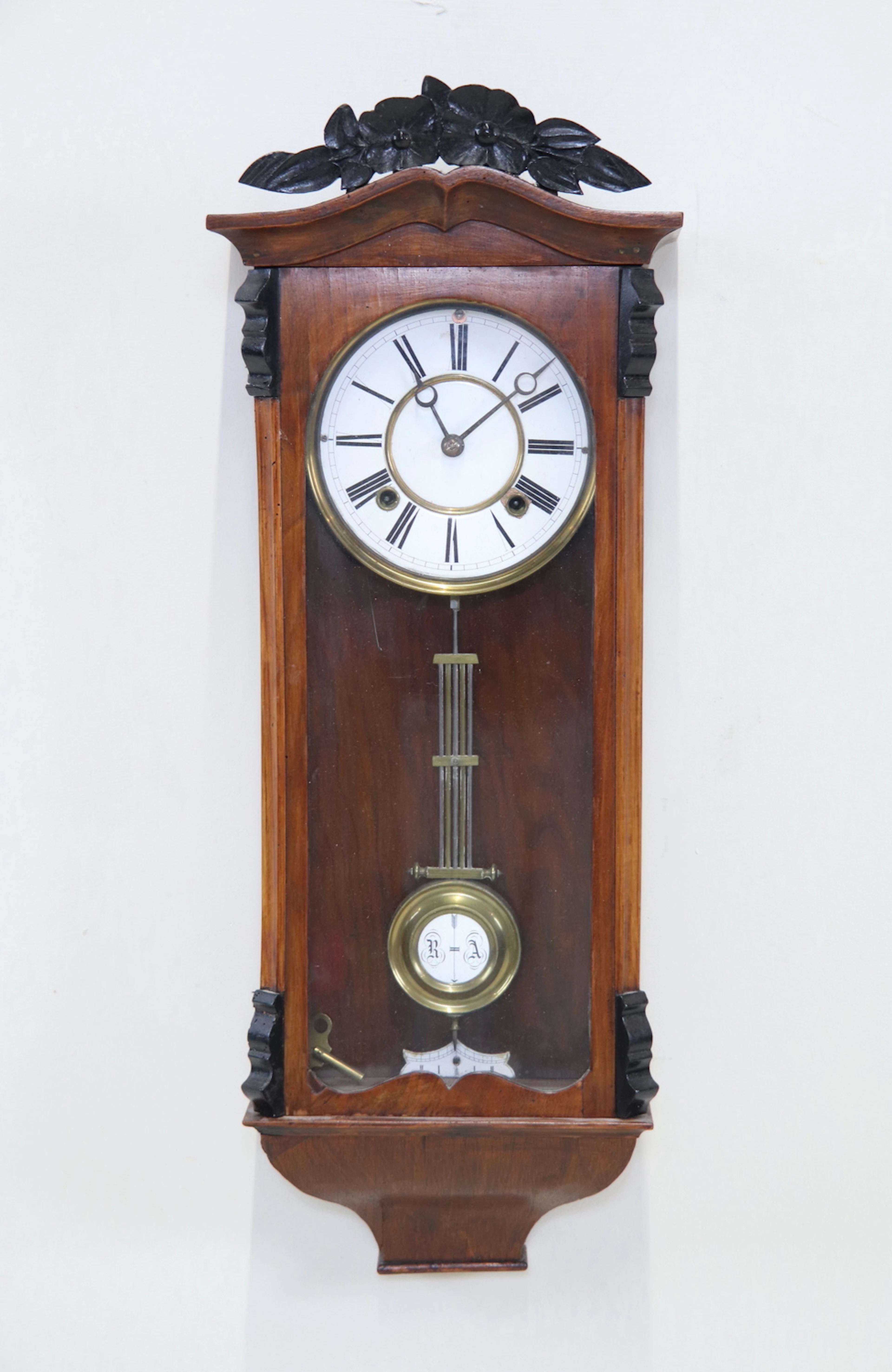 Reloj de pared, madera/metal/vidrio.