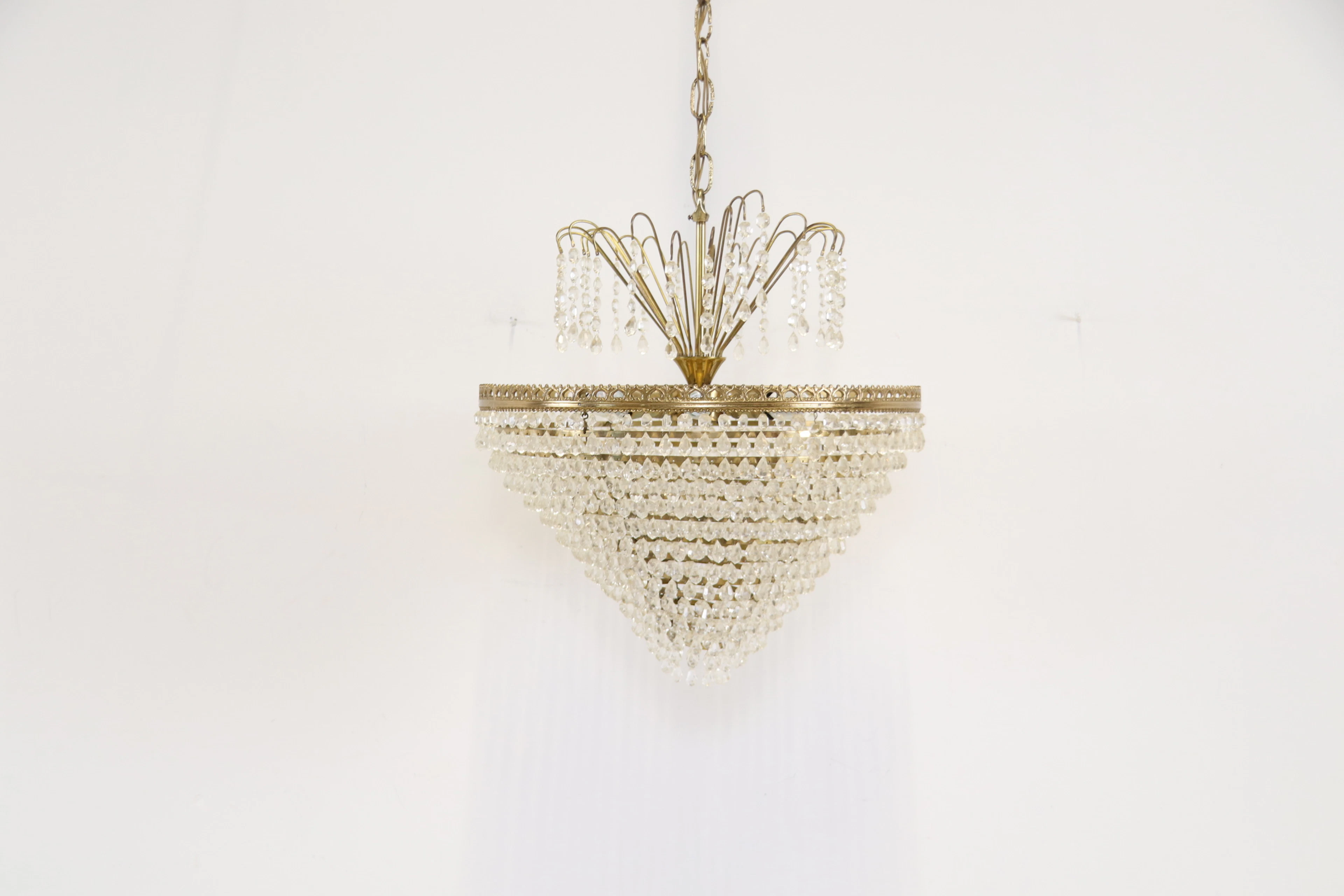 Kronleuchter, 6 Lichtpunkte, Glas/Metall.